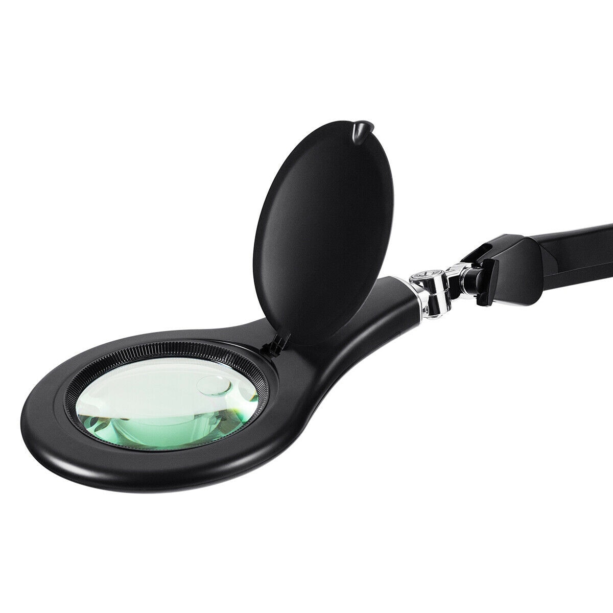 LED Magnifying Magnifier Glass with Light on Stand Clamp Arm Hands Free  Black 