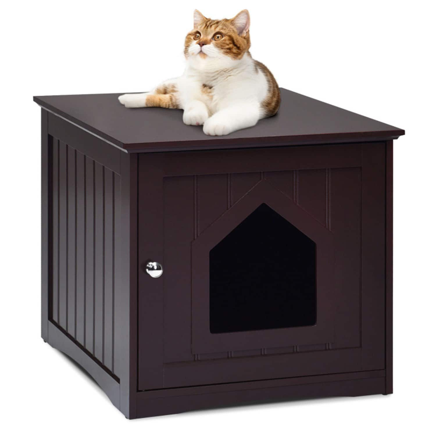 Mondawe Wood Indoor/Outdoor Large Cat House MO-HW66001BN at Lowes.com