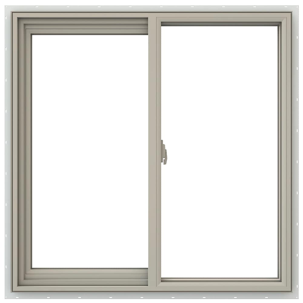 JELD-WEN LOWOLJW138500674 V-2500 35-1/2-in x 35-1/2-in Desert Sand Exterior Desert Sand Interior Left-Handed Vinyl Sliding Window Annealed Glass (Full Screen Included)