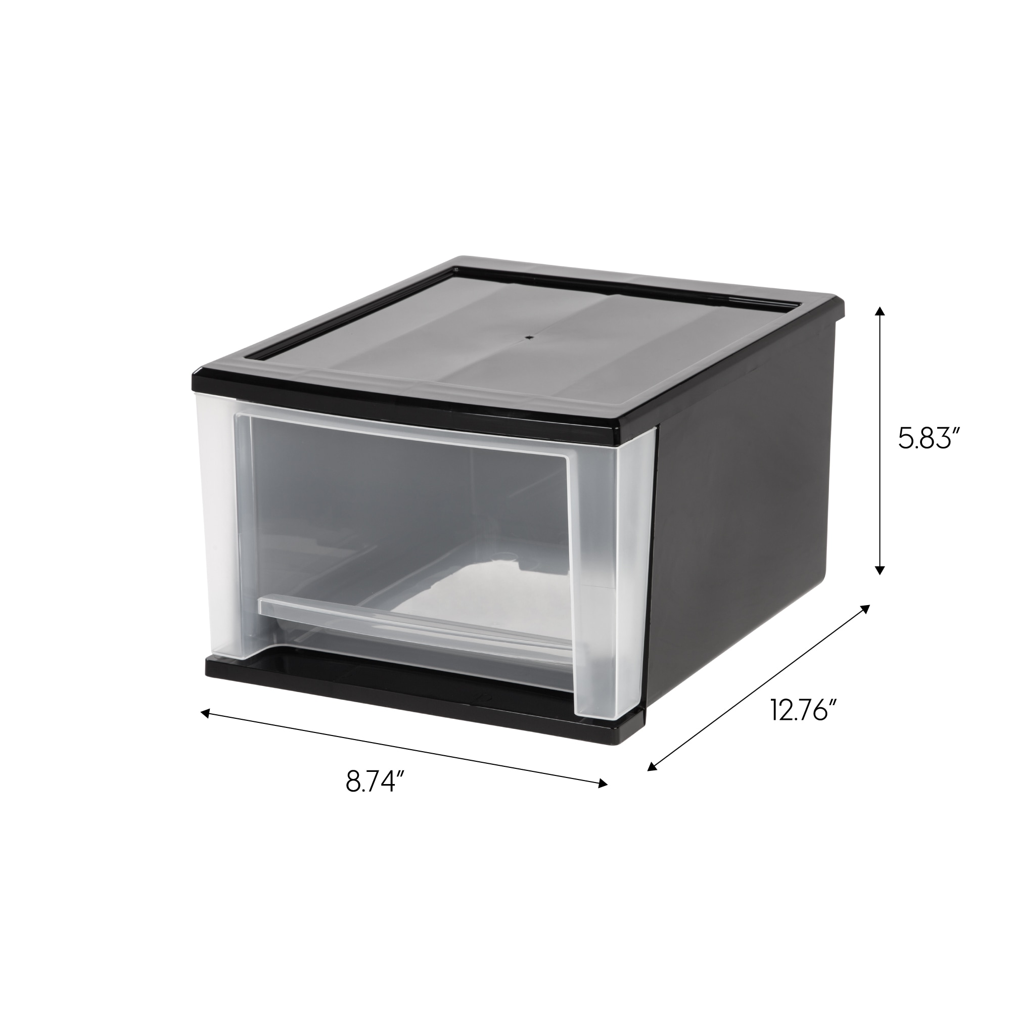 Iris Stackable Clear Storage Boxes 22 x 16 12 x 13 Clear Black Case Of 6 -  Office Depot