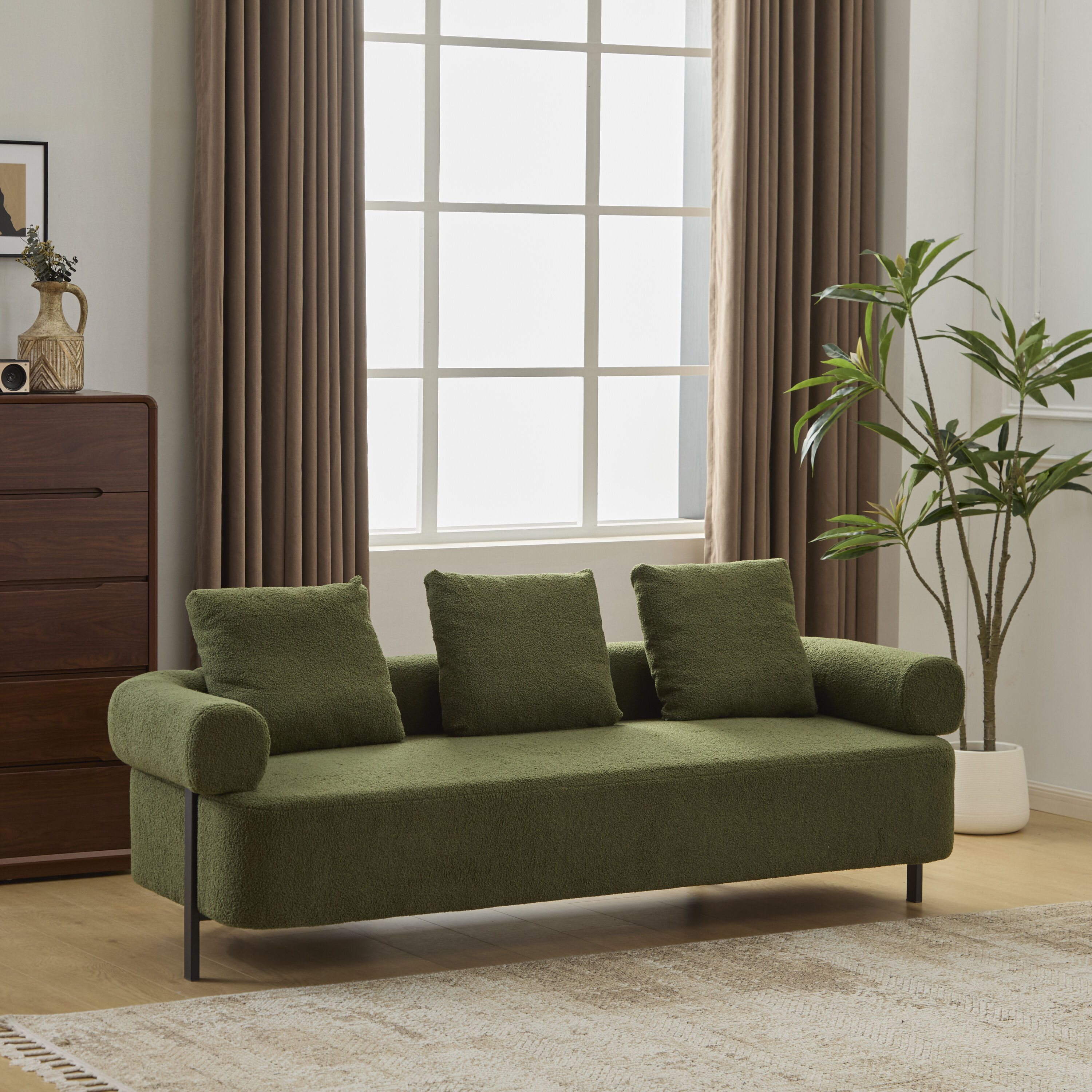 Christopher Knight Home - Orvane Modern 78 Inch 3 Seater Upholstered Sofa with Plush Pillows and ...