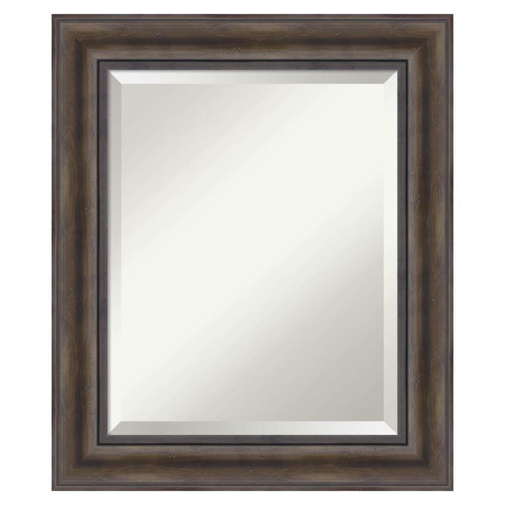 Amanti Art DSW3941997 Rustic Pine Frame 21.38-in x 25.38-in Framed Bathroom Vanity Mirror (Distressed Brown)