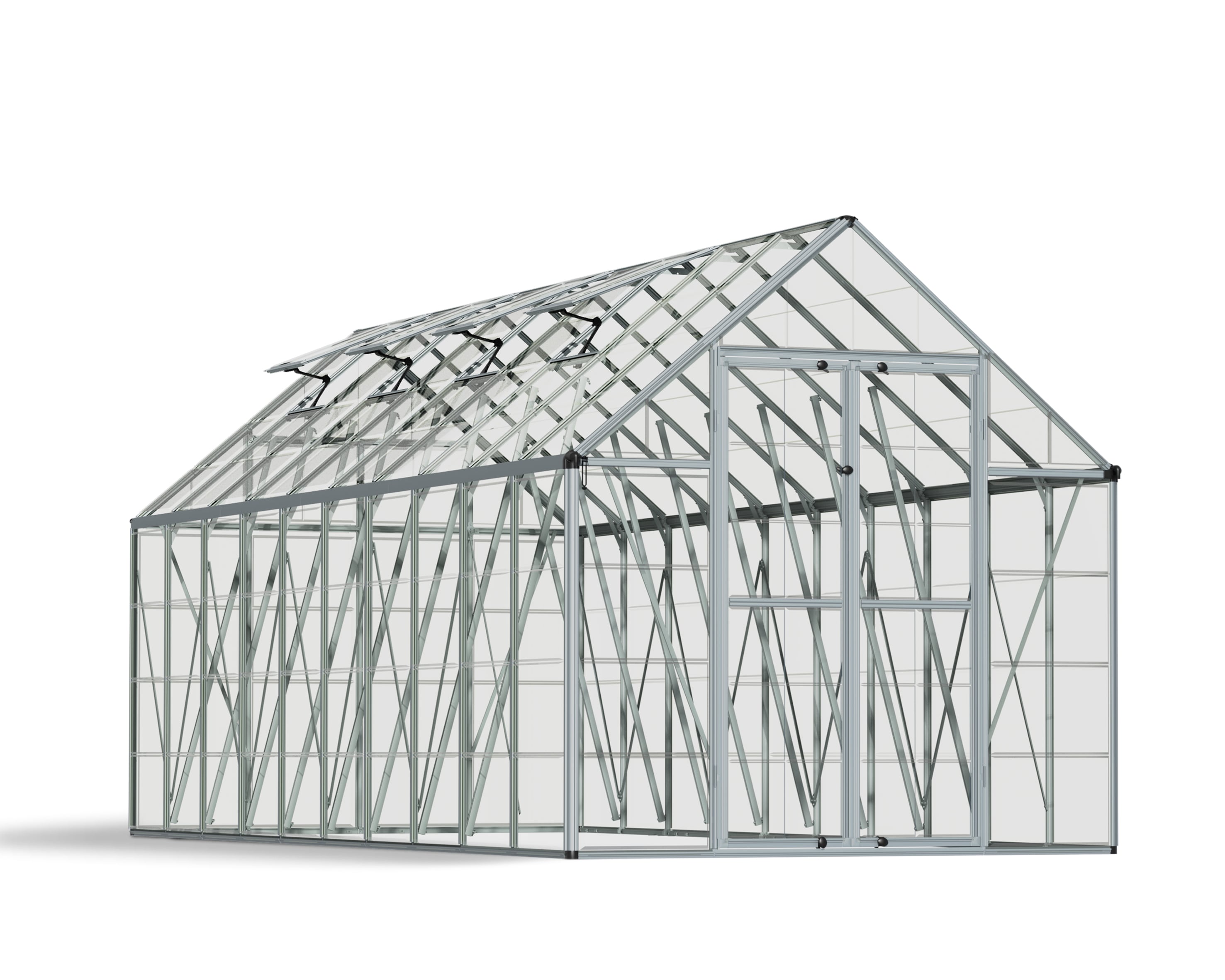 Canopia by Palram 701525 Snap and Grow 20-ft L x 8-ft W x 8.5-ft H Silver Frame/Clear Panels Greenhouse Kit