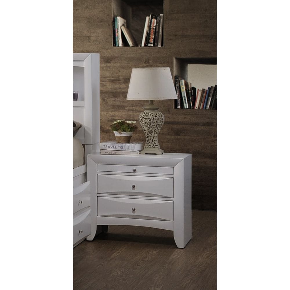 HomeRoots 26-in X 17-in X 25-in White Rubber Wood Contemporary Nightstand with 2 Drawers - Amelia Collection | 285871 -  HomeRoots Furniture