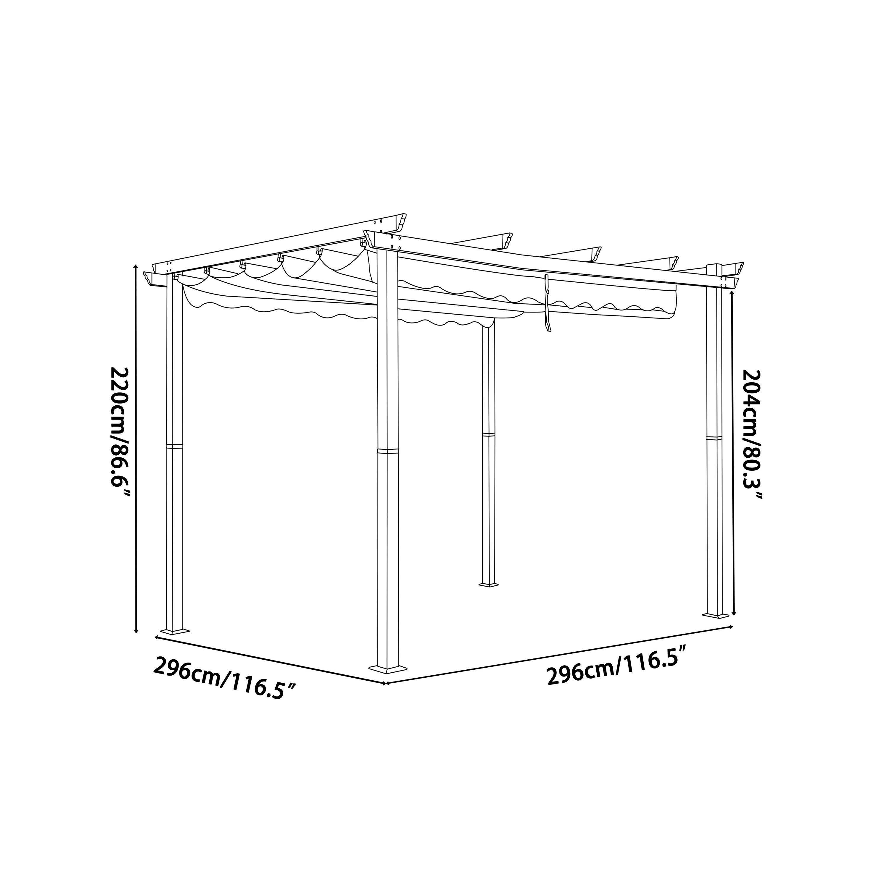 VEIKOUS 10-ft W x 10-ft L x 7-ft 3-in H Gray Metal Freestanding Pergola ...