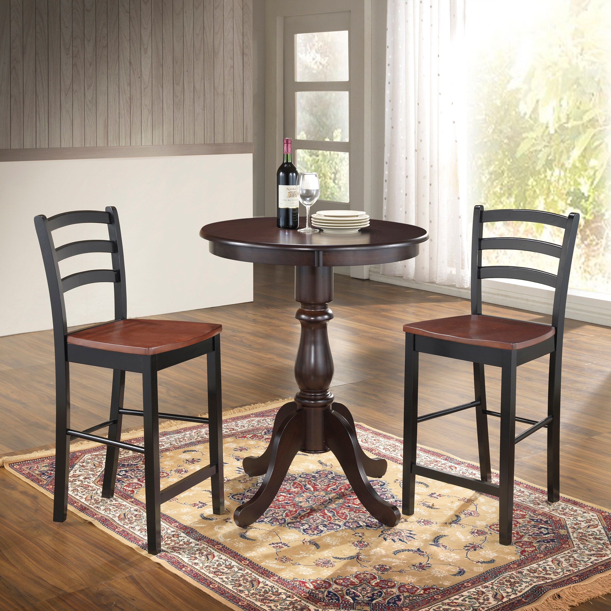 Brinsfield Espresso 30" Round Wood Transitional Counter-Height Table