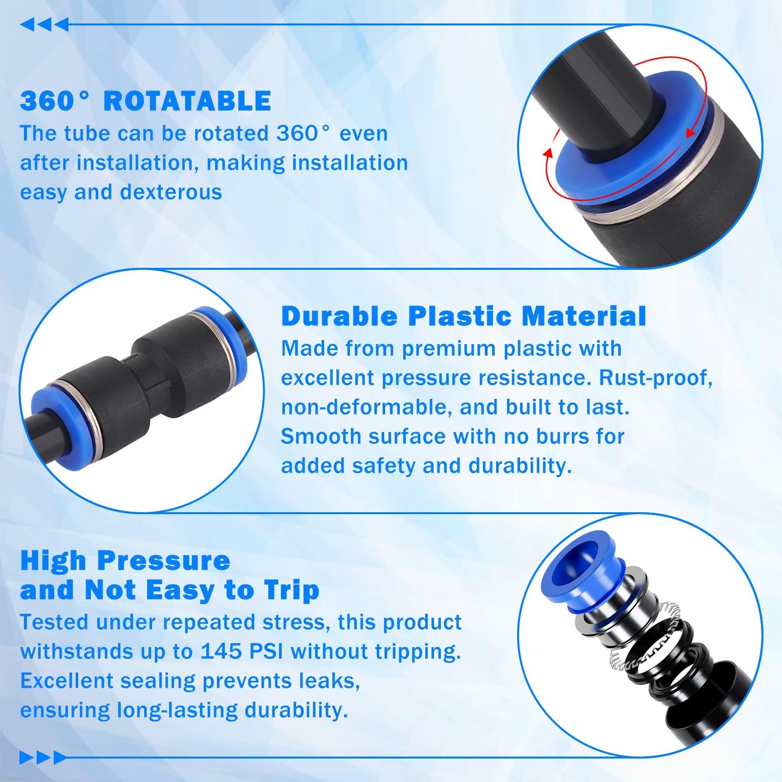 AKSCYZM 123 pcs Quick Connect Air Line Fittings Kit Push to Connect and ...