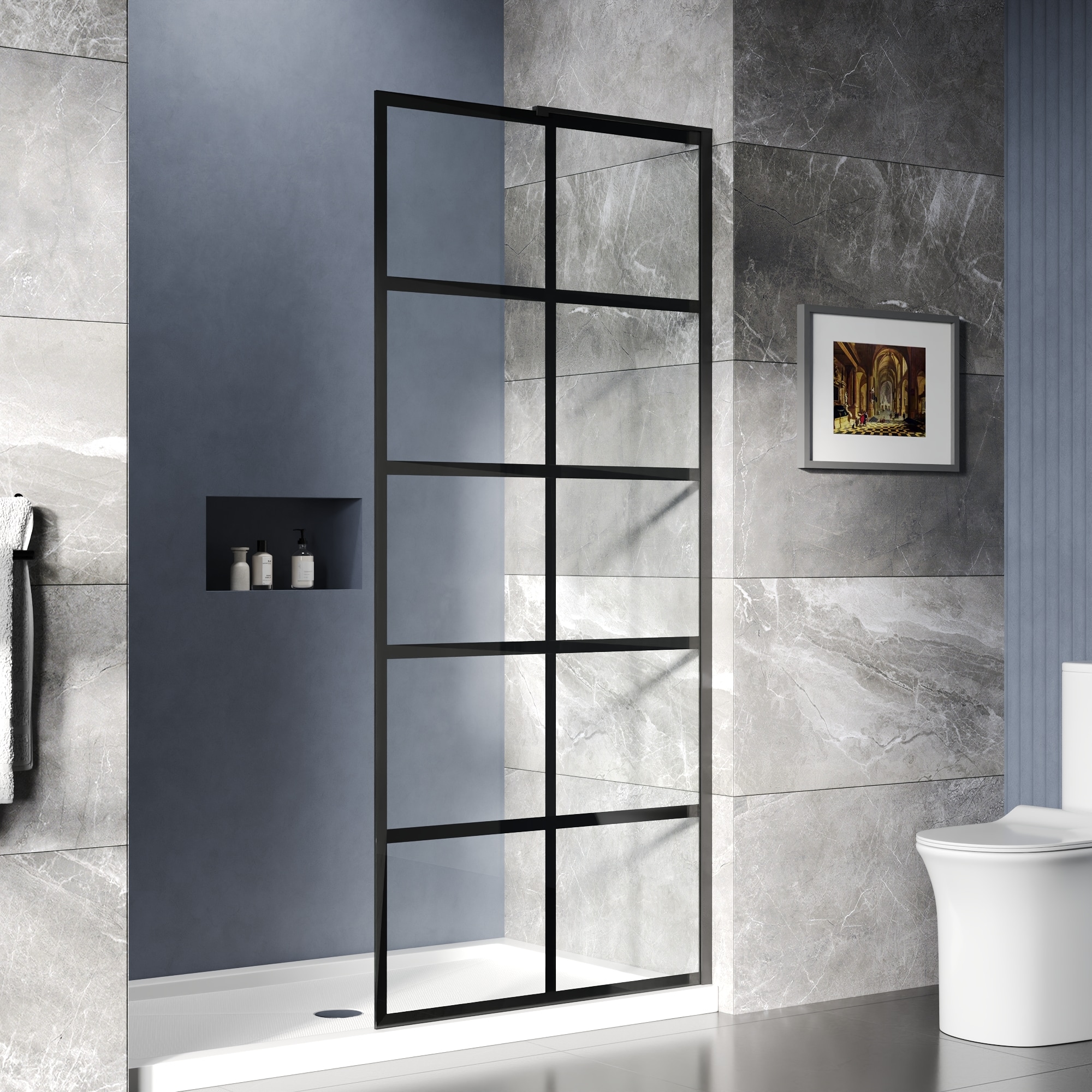 DeerValley DV-1SD0218 Ally Black 36-in W x 78-in H Framed Fixed Shower Door 3/8-in Thick Clear Glass