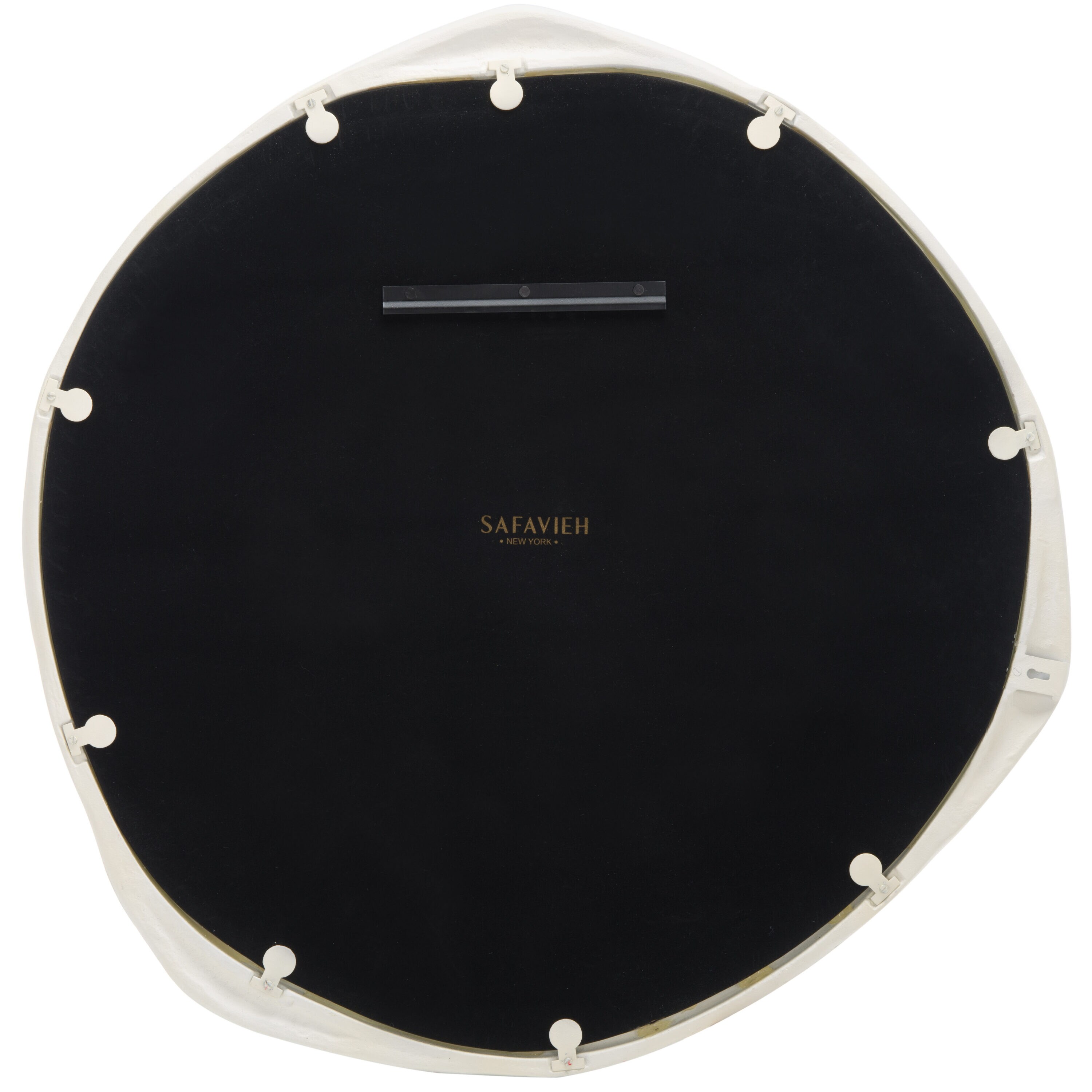 Ivory Round 38" Wood Framed Wall Mirror