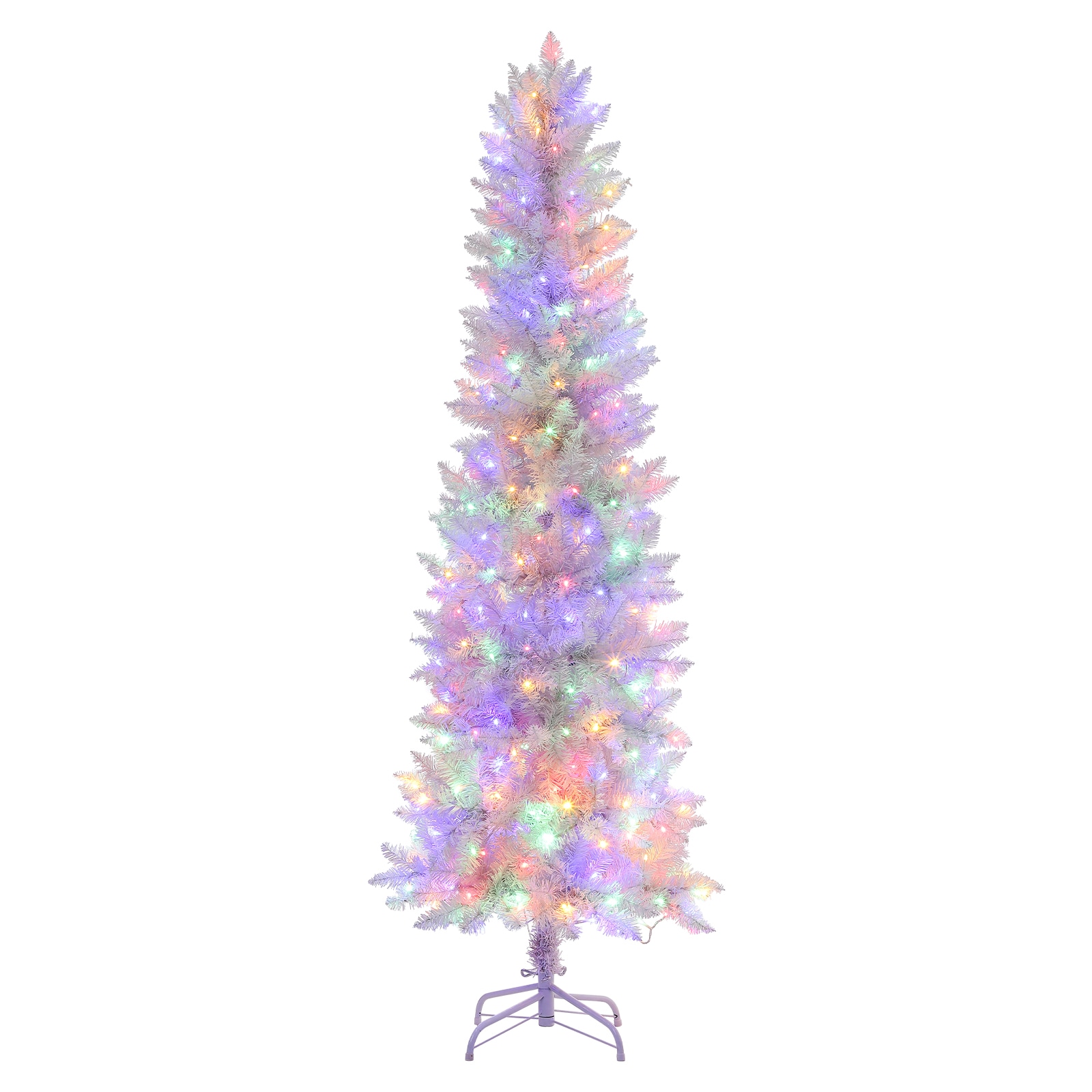 Aoile 6ft Christmas Decorations Slim White Pencil Christmas Tree Space-Saving Artificial PVC Tree with 571 Branch Tips for Apartments Office Decor and Compact Holiday Displays