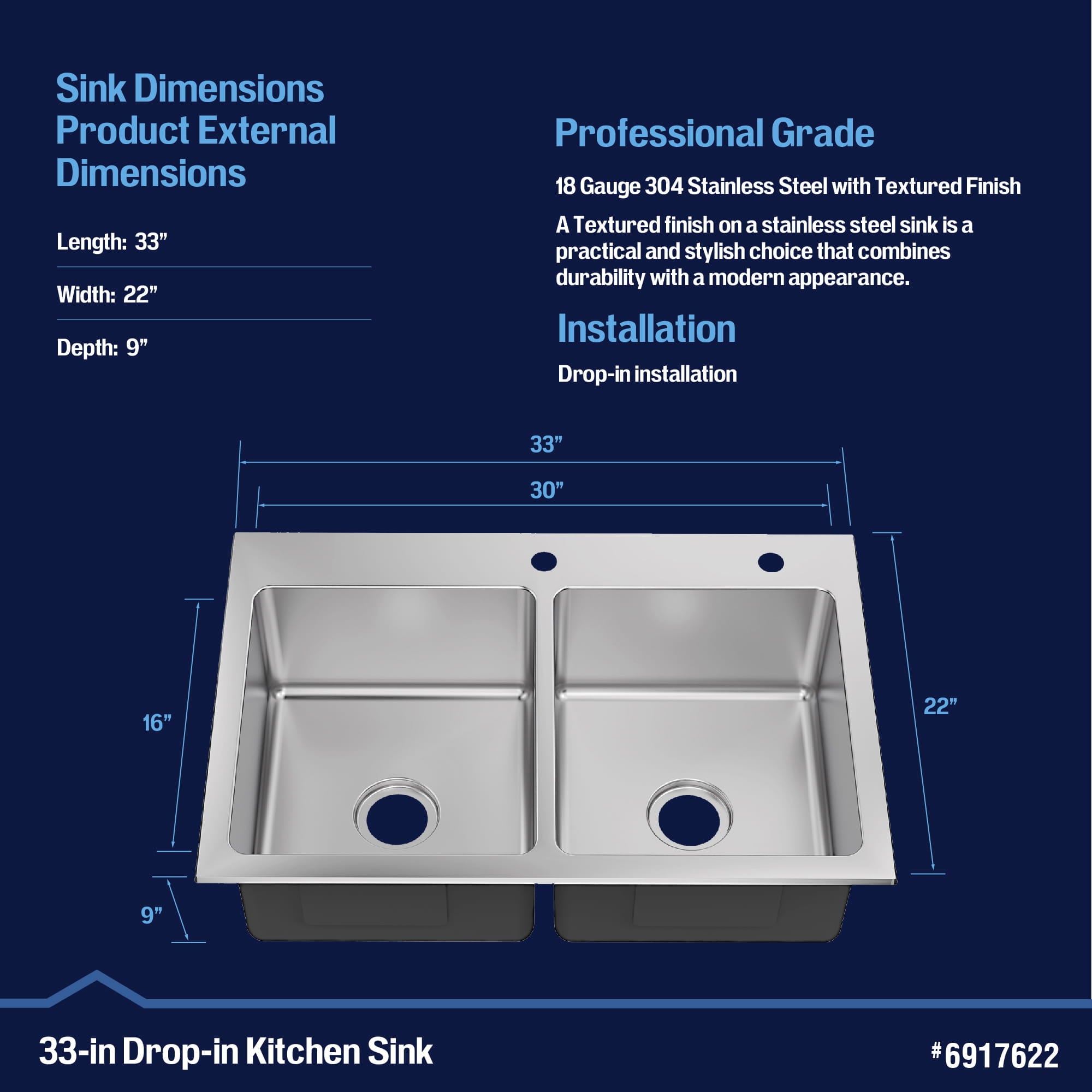 Project Source VDR3322LA092-P Kitchen-Sinks - View #6