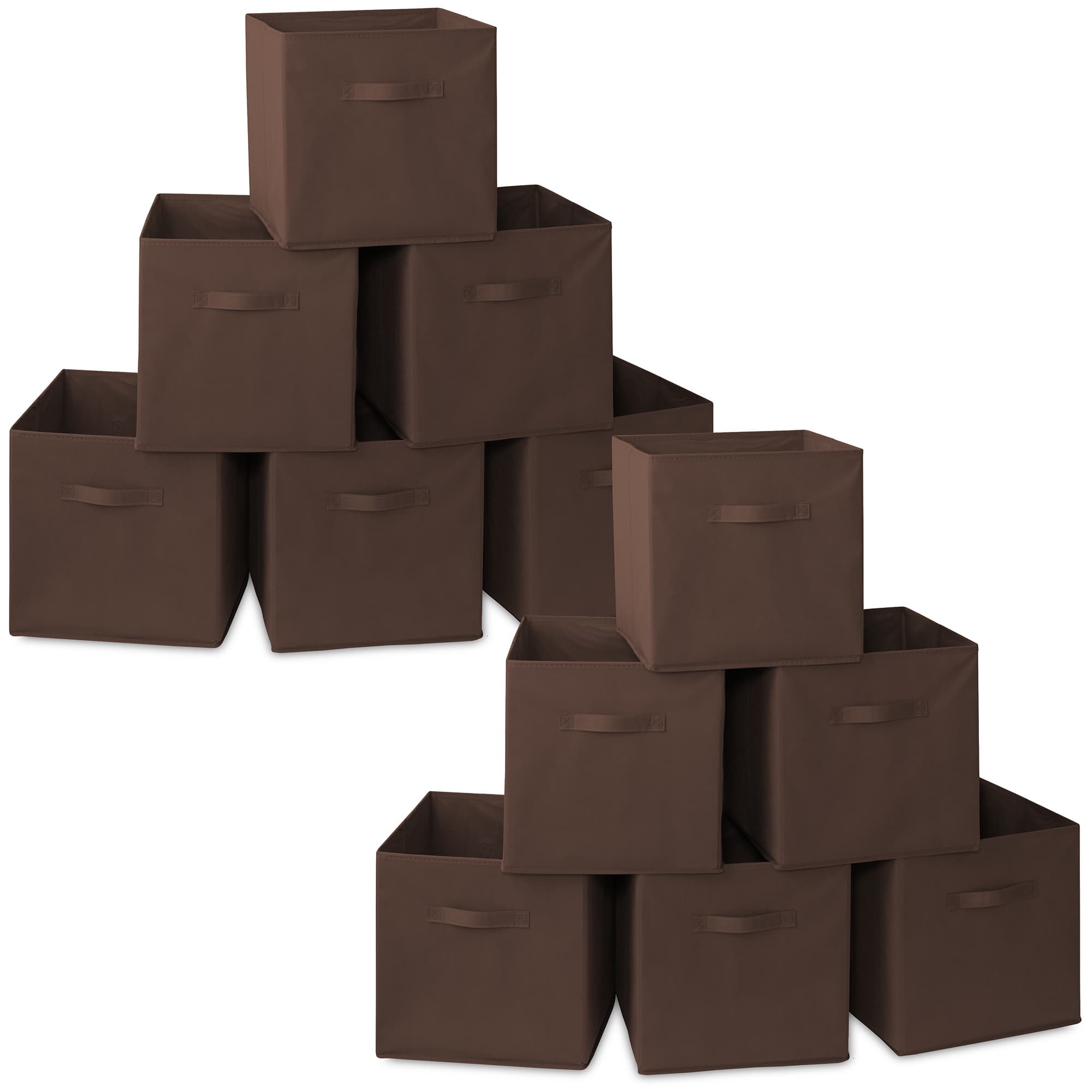 Casafield 13CC-BRN-2. (Set of 12) Collapsible Fabric Cubes - 13-in Storage Bins - Brown
