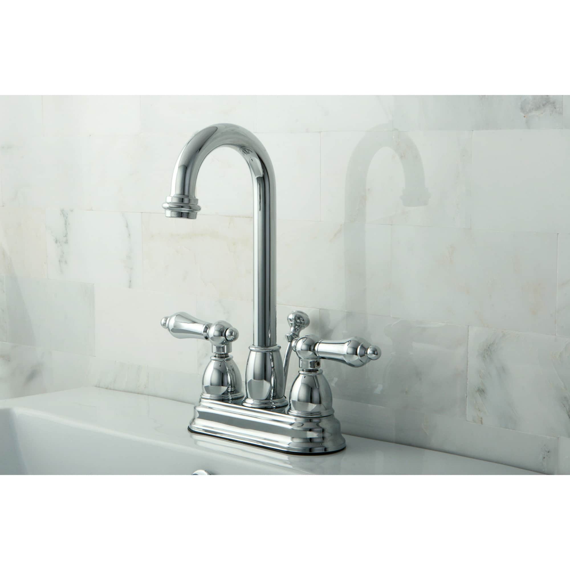 Elements of Design EB3611AL Chicago Chrome 4-in centerset 2-handle High-arc Residential Handle Bathroom Sink Faucet with Drain