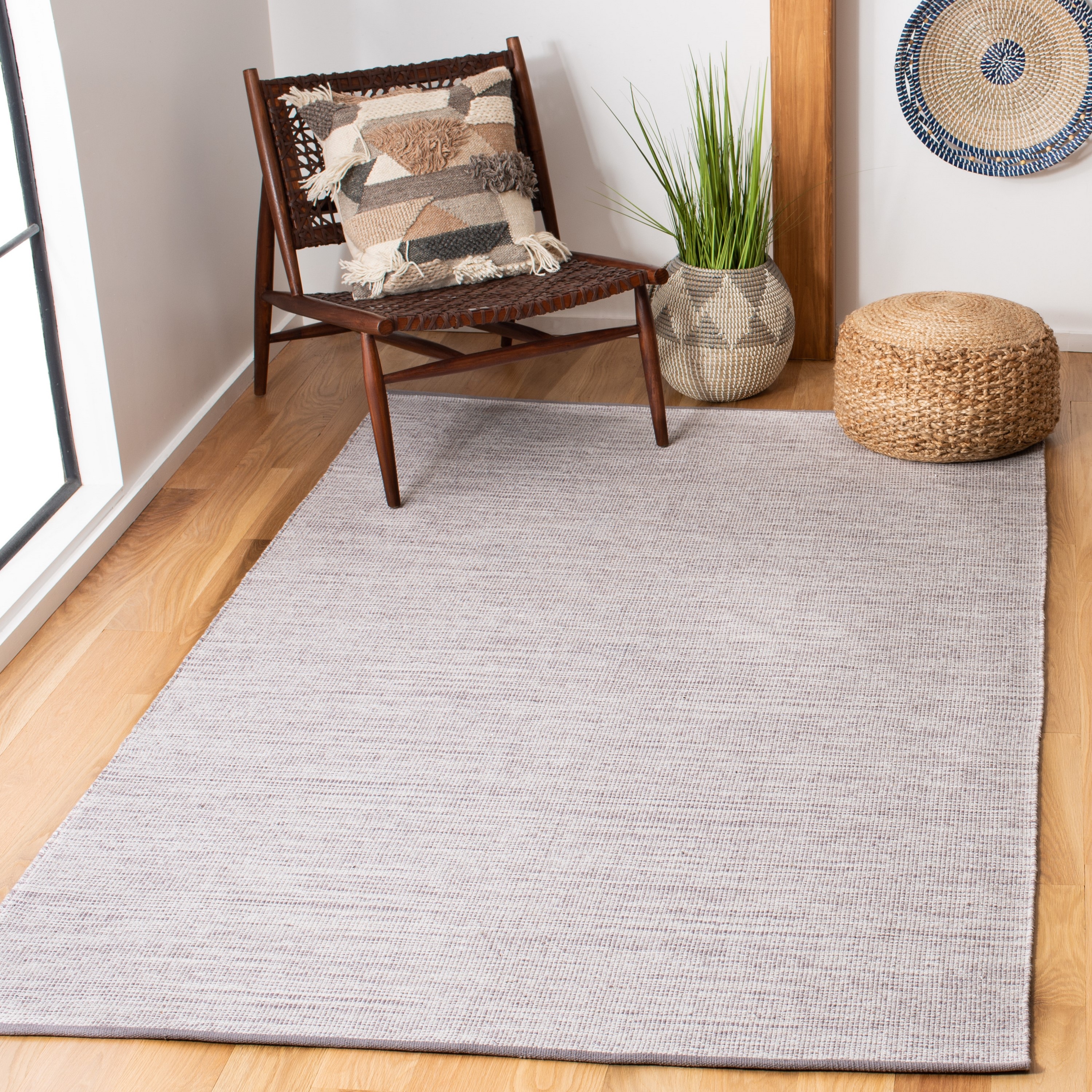Safavieh MTK250G-4 Montauk Sigurosk 4 x 6 (ft) Cotton Silver Rectangular Indoor Solid Area rug