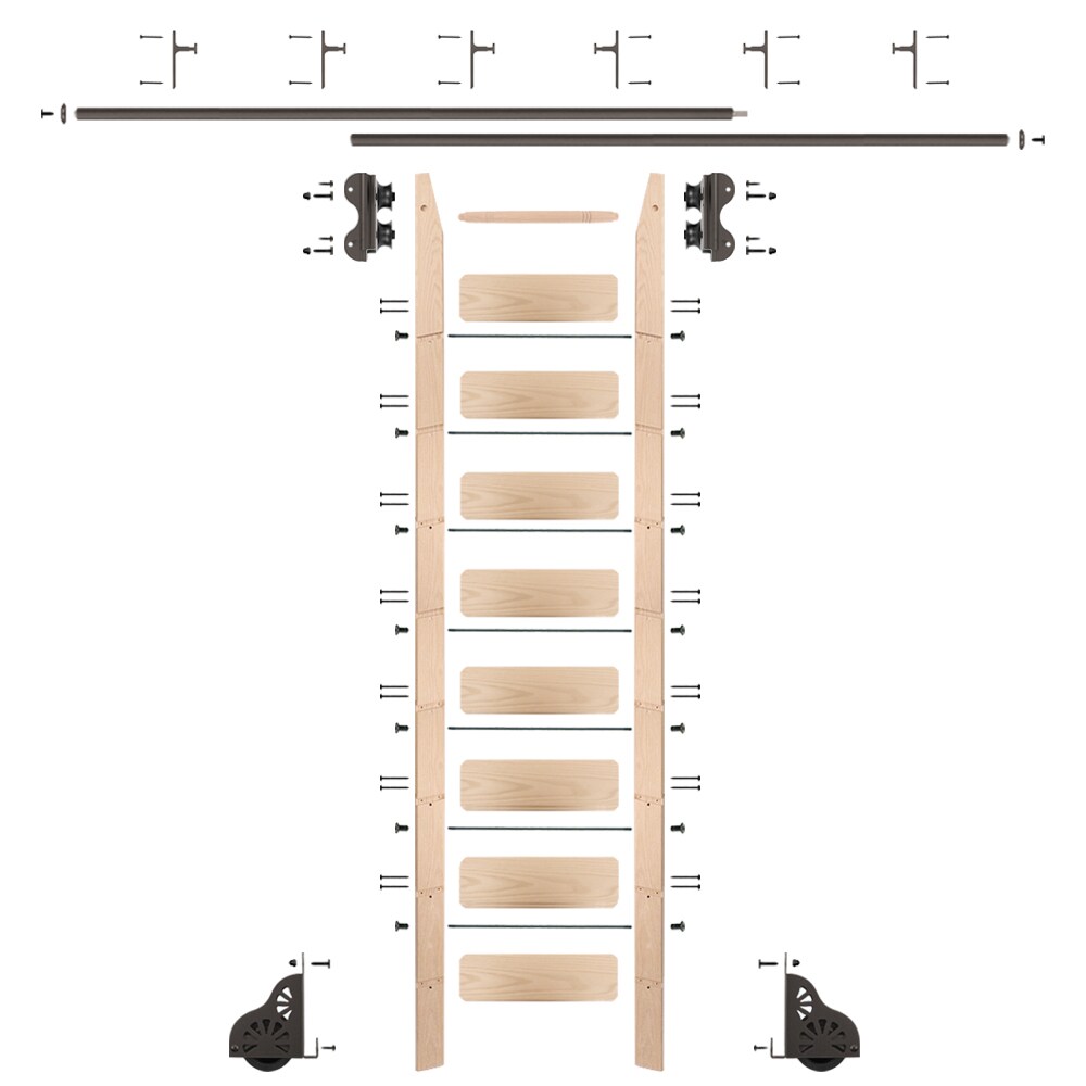 Quiet Glide QG2109MA12V07 9-ft Unfinished Maple Library Ladder