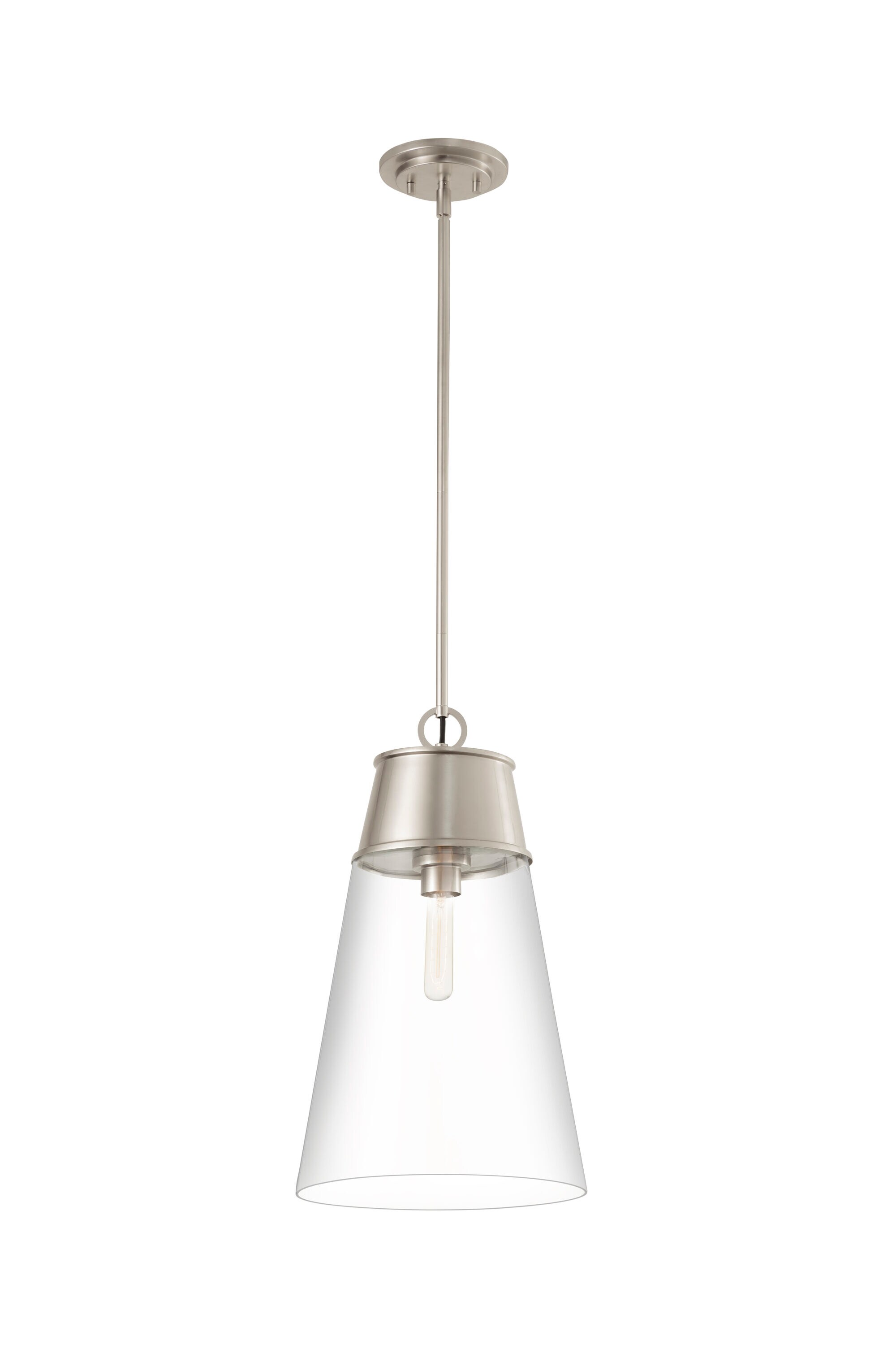 Wentworth Mini 1-Light Pendant in Brushed Nickel with Clear Glass