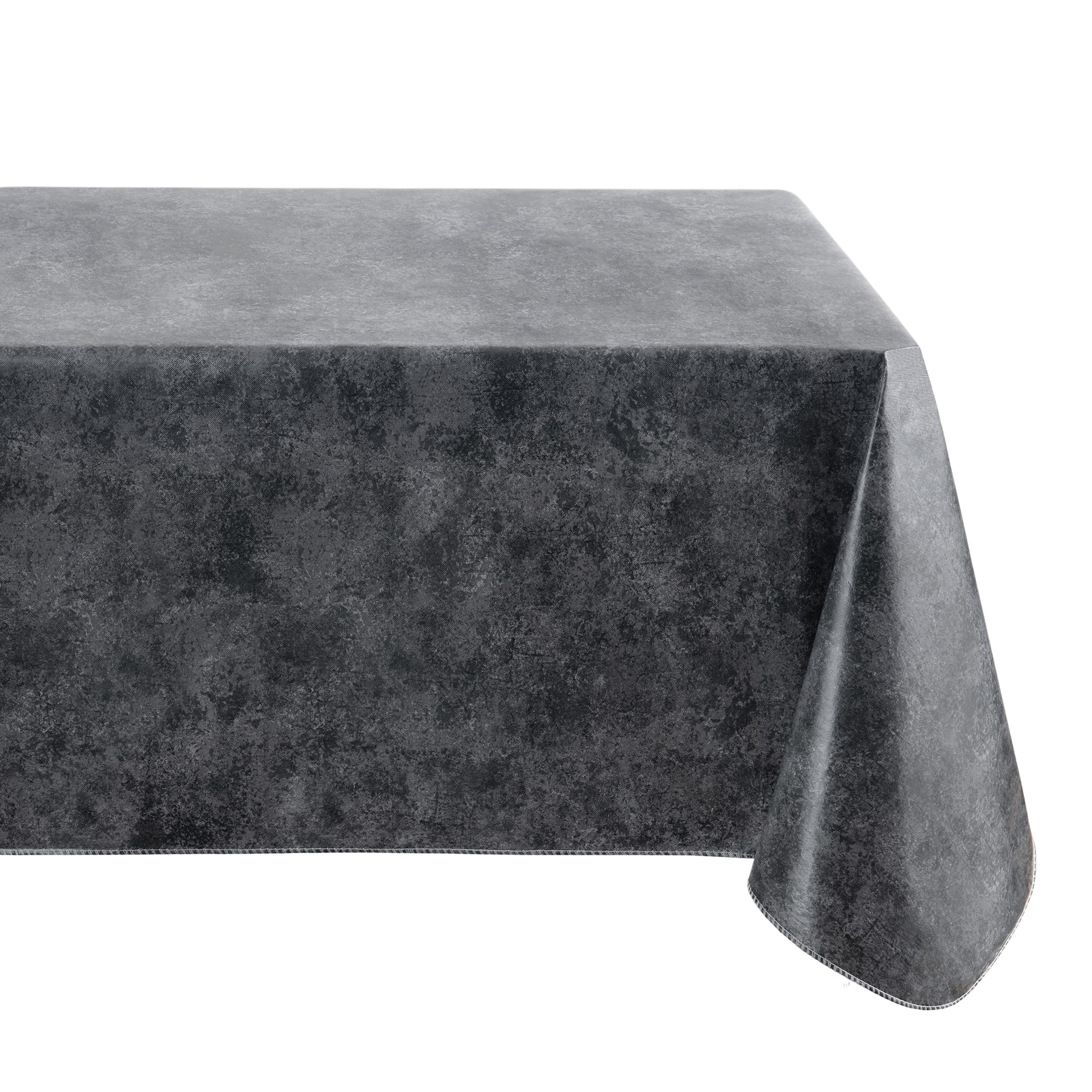 Elrene Home Fashions 194590057923 Mesa Marble Printed Vinyl 52"x70" Indoor/Outdoor Black Table Cover for 5-ft rectangle