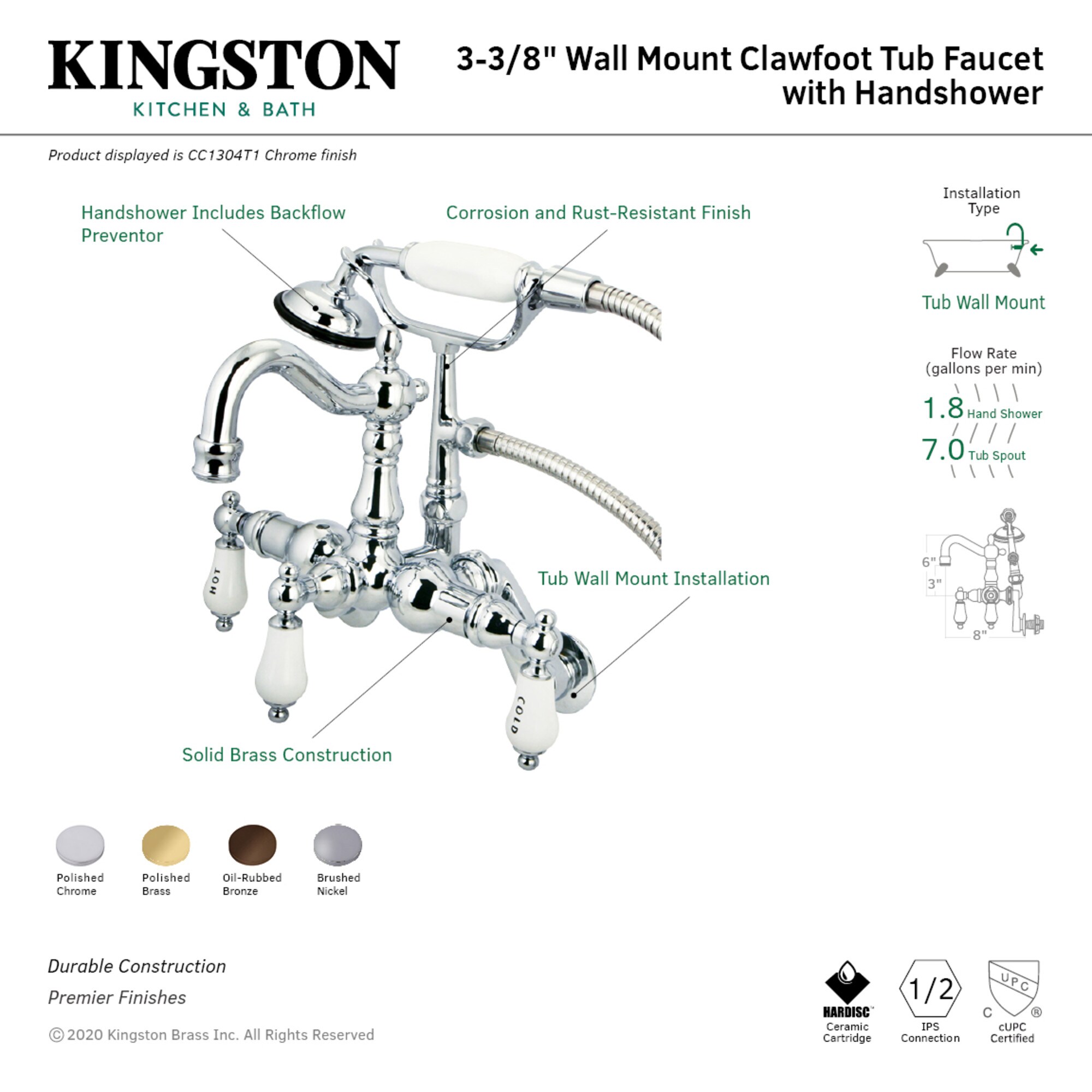 Kingston Brass WLCC1304T1 Roman-Tub-Faucets - View #2