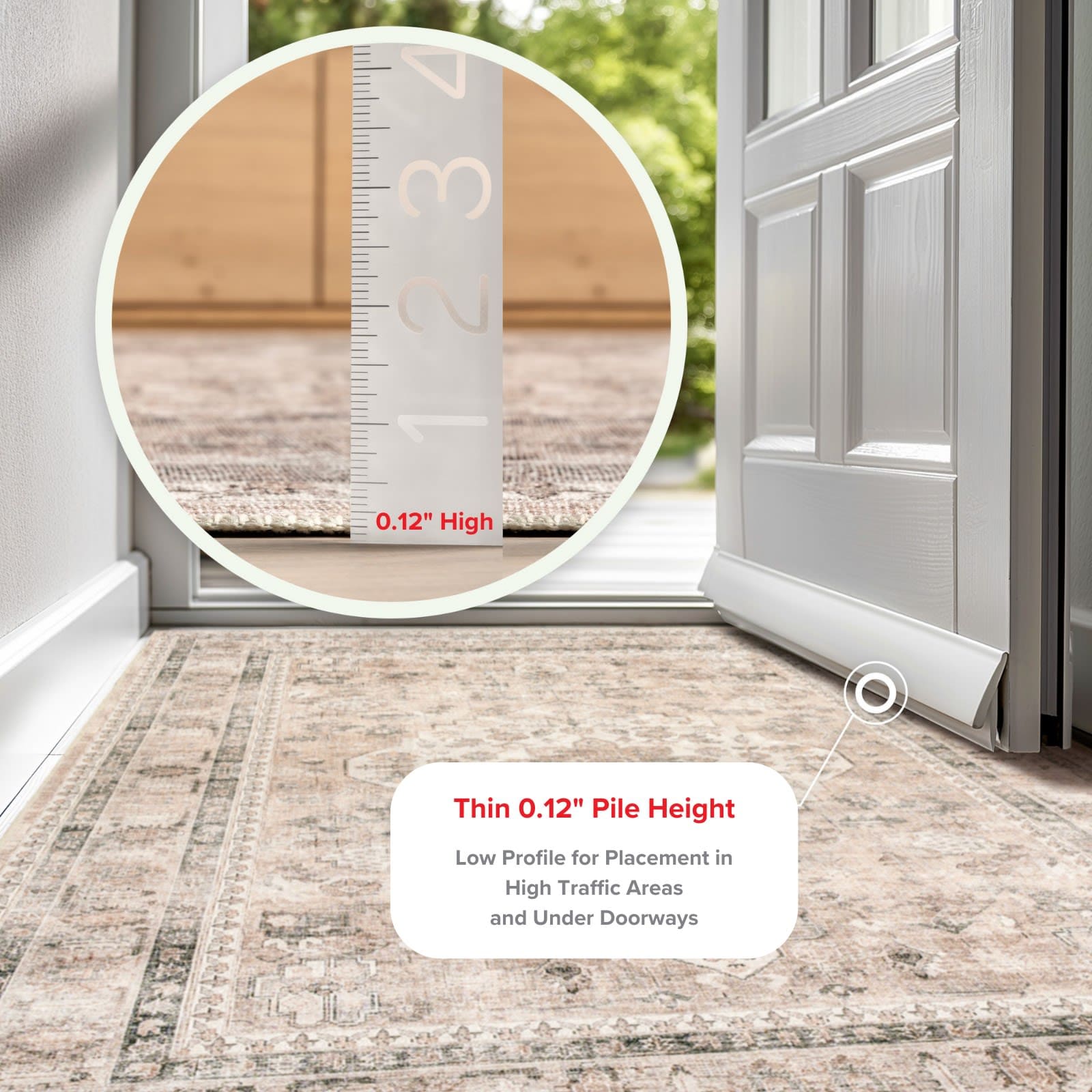 Davi Gray 9' x 12' Washable Synthetic Area Rug