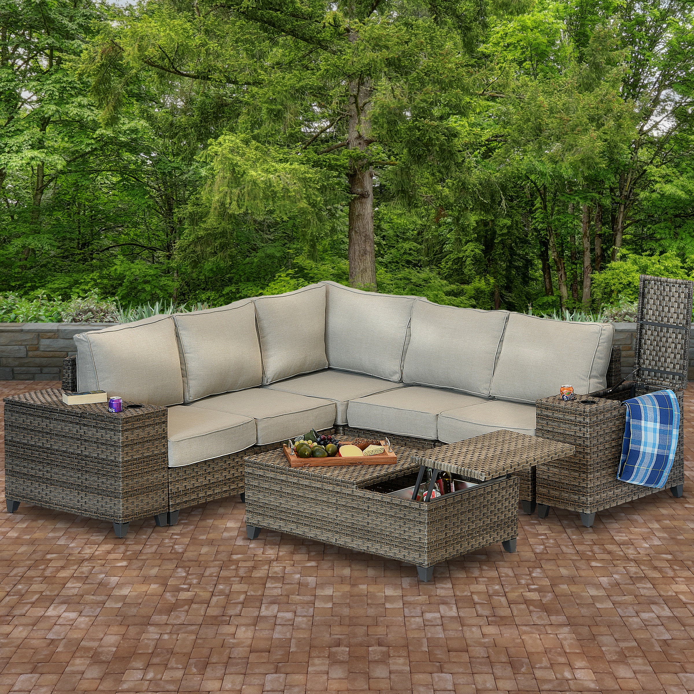 National Outdoor Living Calista 8-Piece Wicker Patio Conversation Set ...