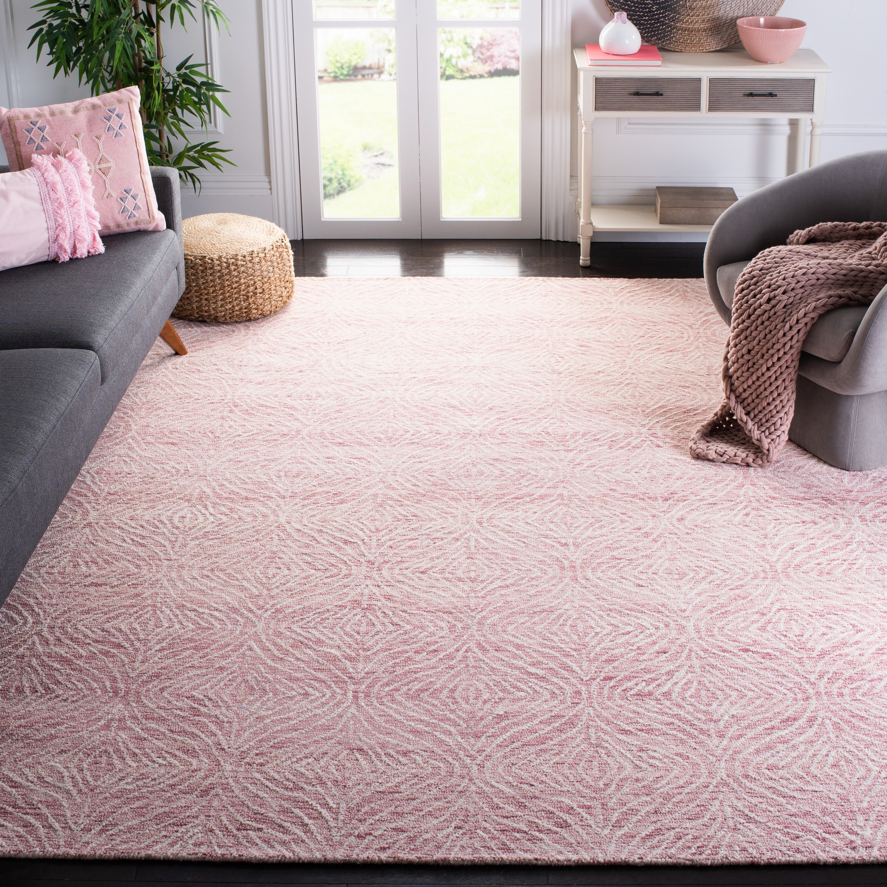 Safavieh Metro Tallina 8 X 10 (ft) Wool Dark Pink/Ivory Indoor Abstract  Bohemian/Eclectic Area Rug in the Rugs department at