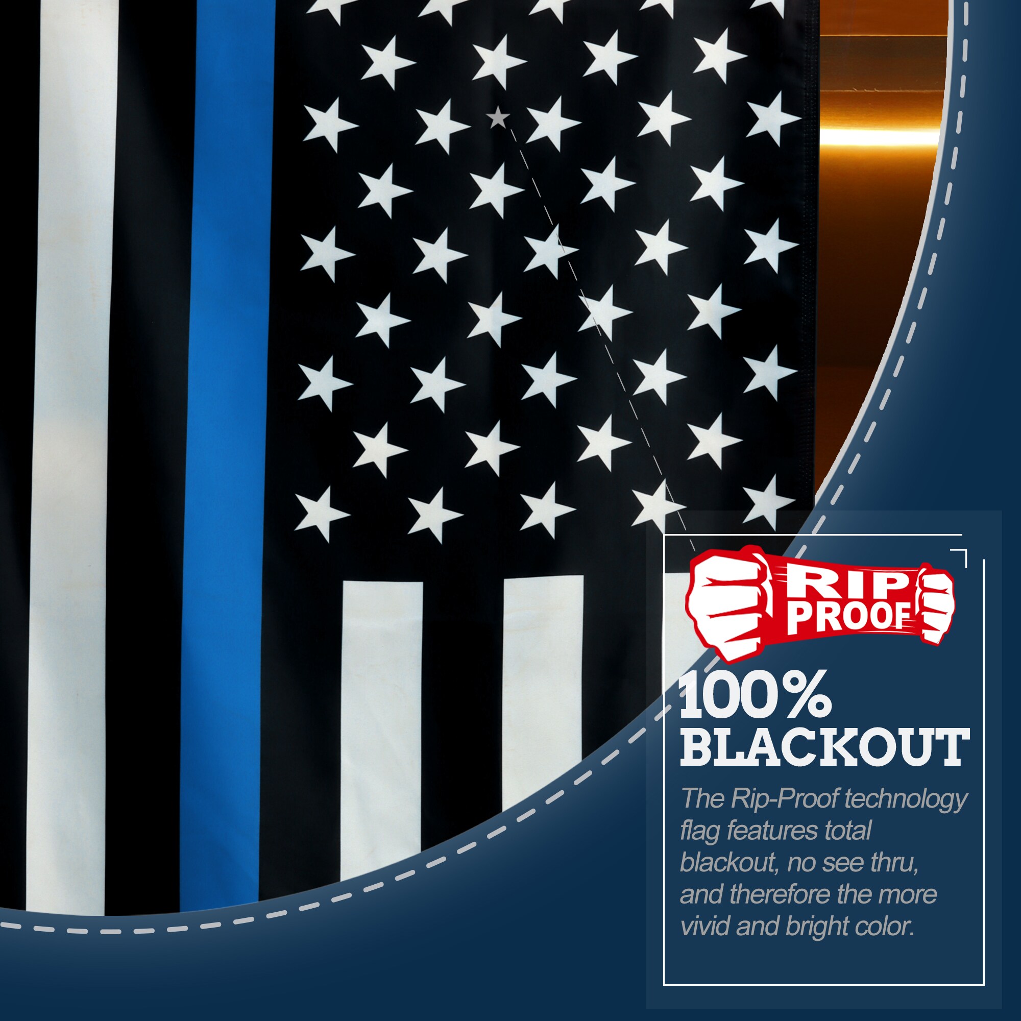 Rip-Proof Double-Sided Thin Blue Line USA Flag 3x5 Feet