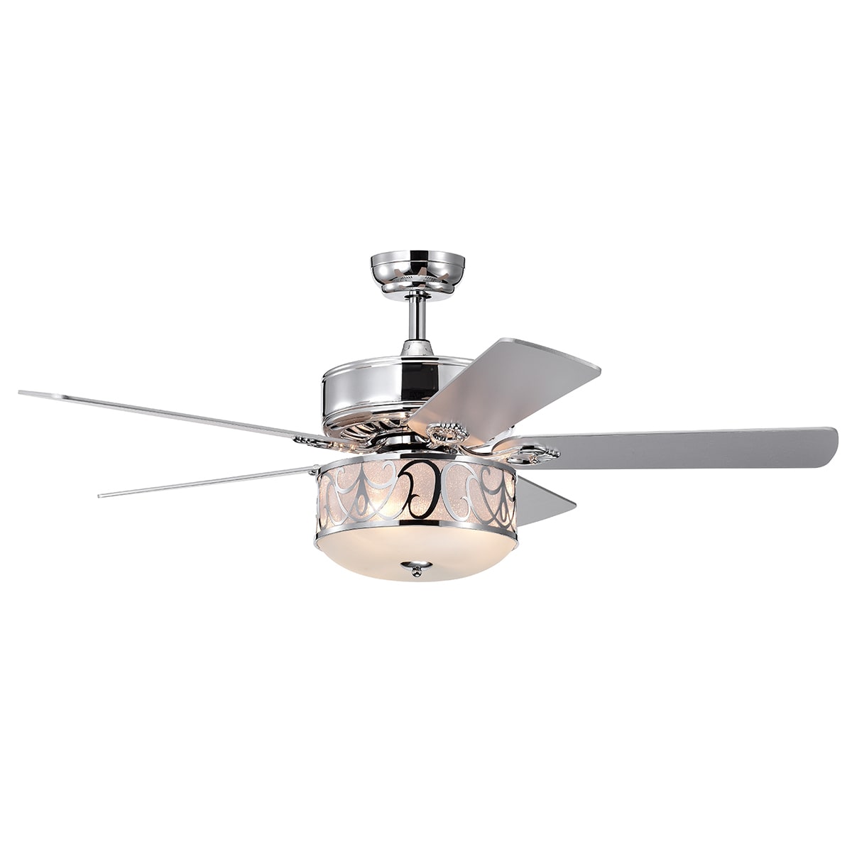 WELLFOR DFJ10021US-SL 52-in Silver with MDF Blades Ceiling Fan With Light - Remote Included ( 5 -Blade )