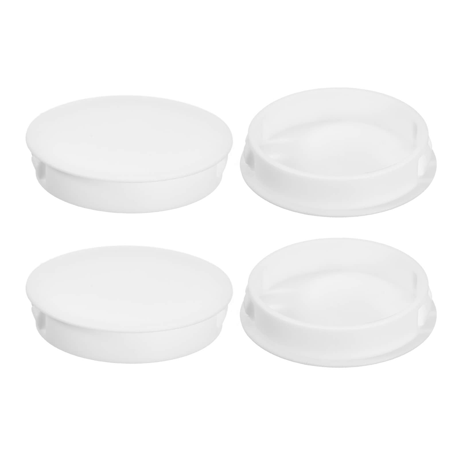 Unique Bargains 4pcs 50mm(2 inch) Nylon Hole Plugs Flush Type Panel Round Snap in Fastener Knockout Locking Plugs for Furniture Insert End Caps Panels White