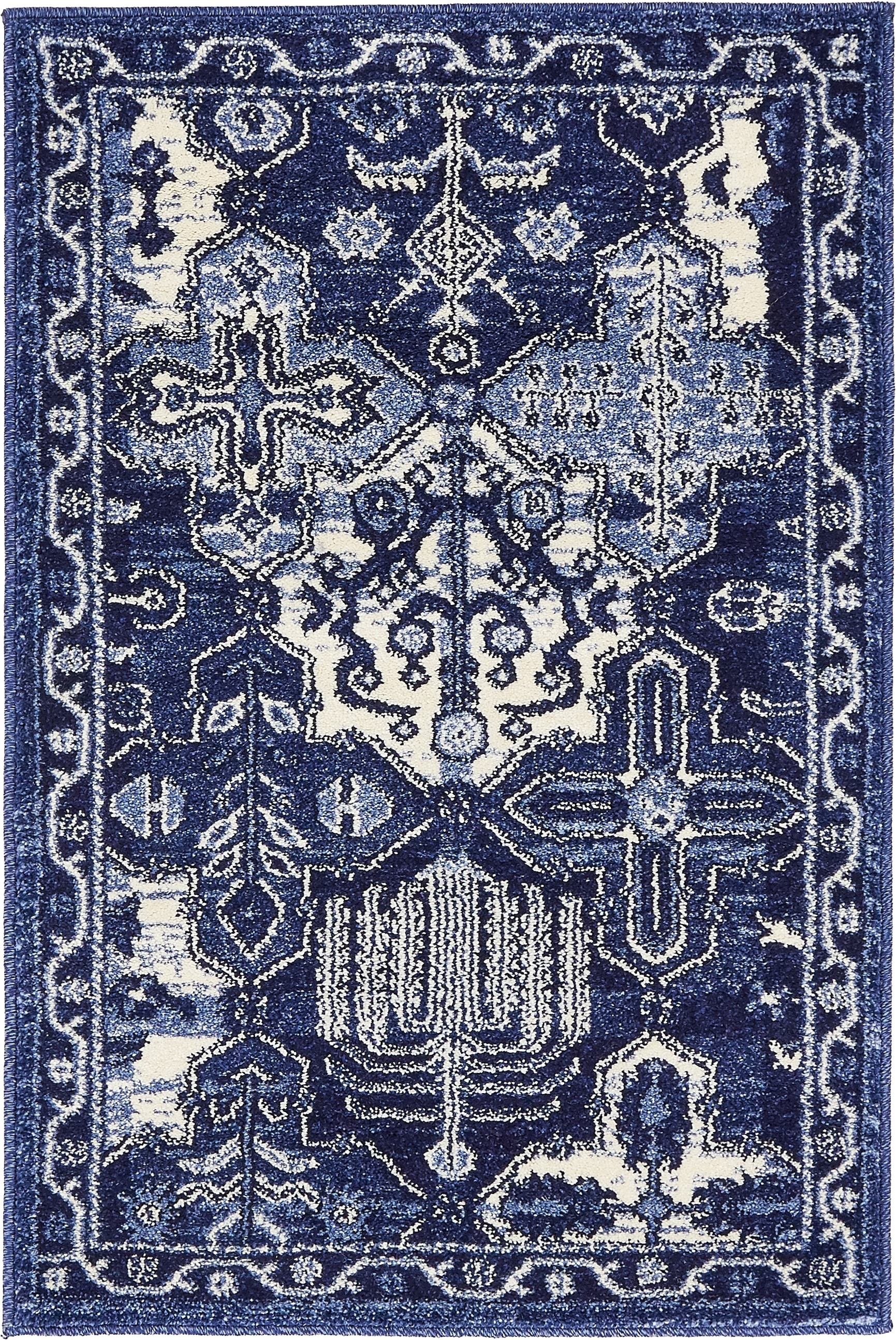 Unique Loom 3133419 Cathedral La Jolla 2 x 3 (ft) Loomed Polypropylene Blue/Ivory Rectangular Indoor Geometric Bohemian/Eclectic Area rug
