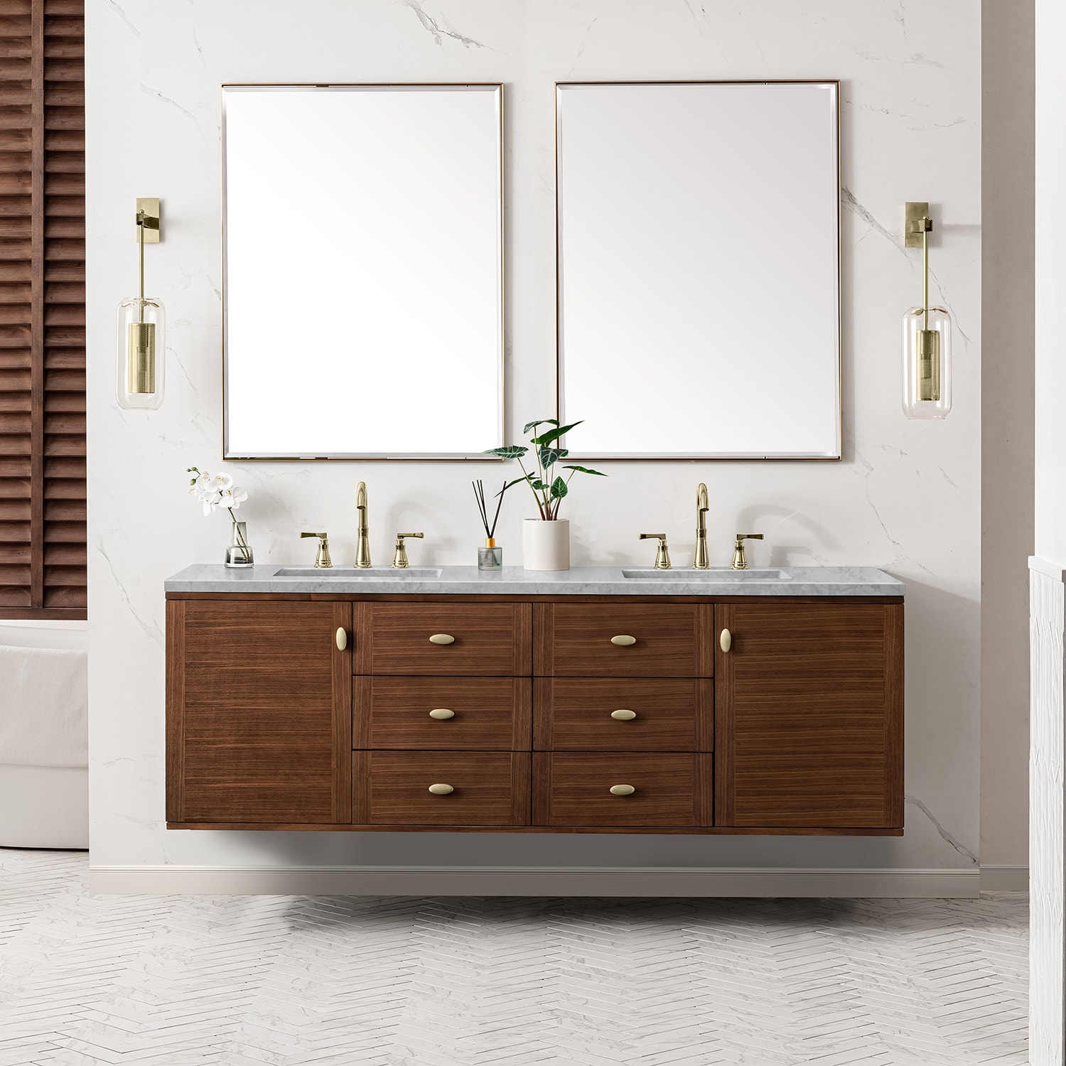 James Martin Vanities Amberly 72-in Mid-century Walnut Undermount ...