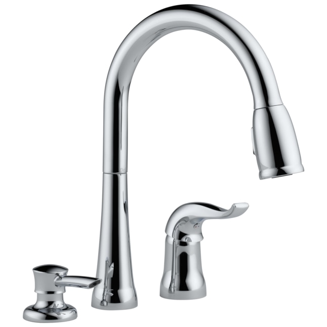 Delta Kate Stainless 1-Handle Deck-Mount Pull-Down Handle Kitchen Faucet Delta Kate Stainless 1-Handle Deck-Mount Pull-Down Handle Kitchen Faucet