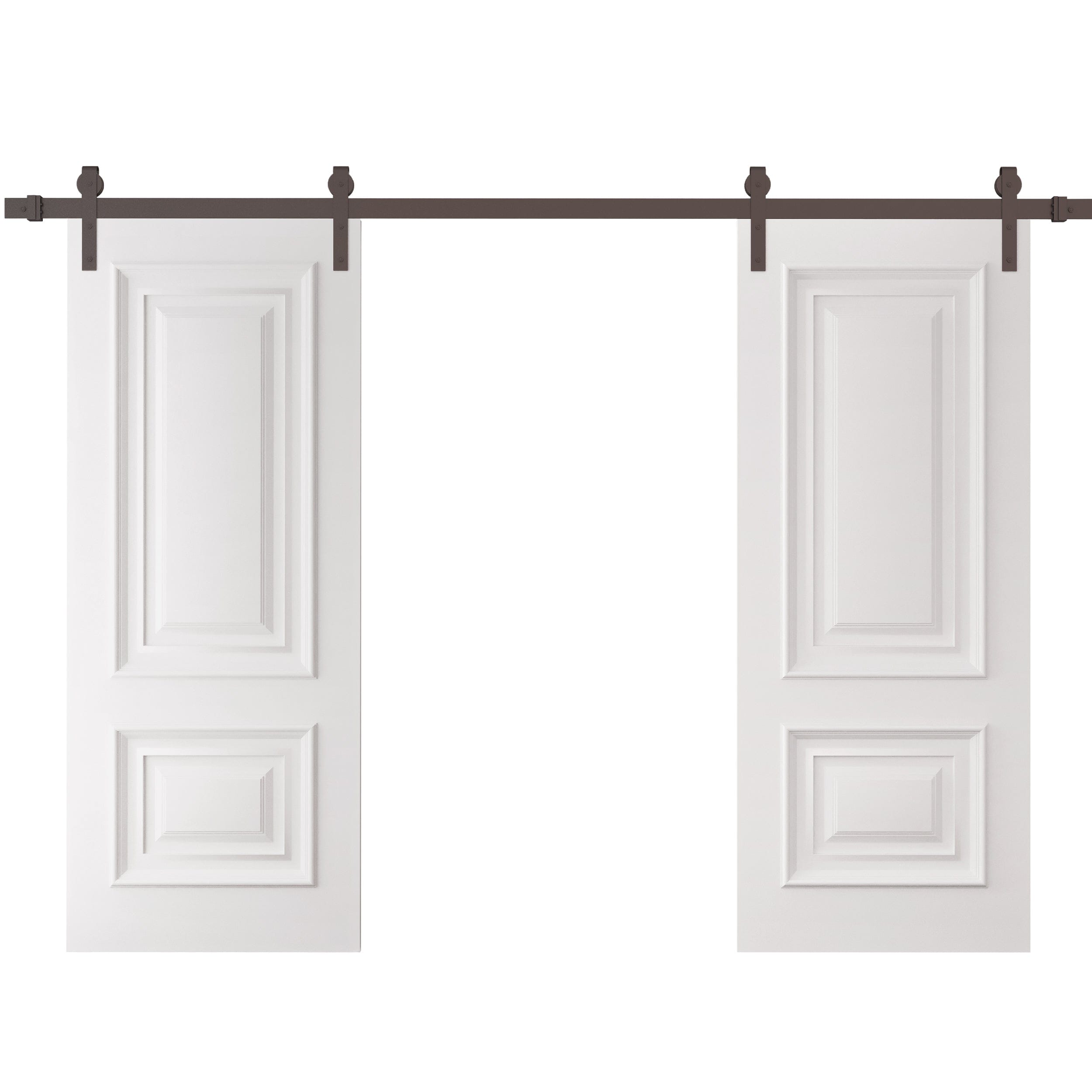 SARTODOORS - Double Barn Door 36 x 80 inches ROYAL 9822 White Enamel 13FT Rail Track Set Solid Pa...