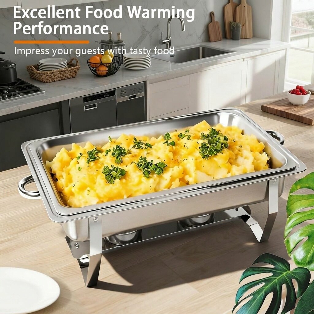 Anqtovp 5 Pack 8 Quart Stainless Steel Chafing Dish Buffet Set