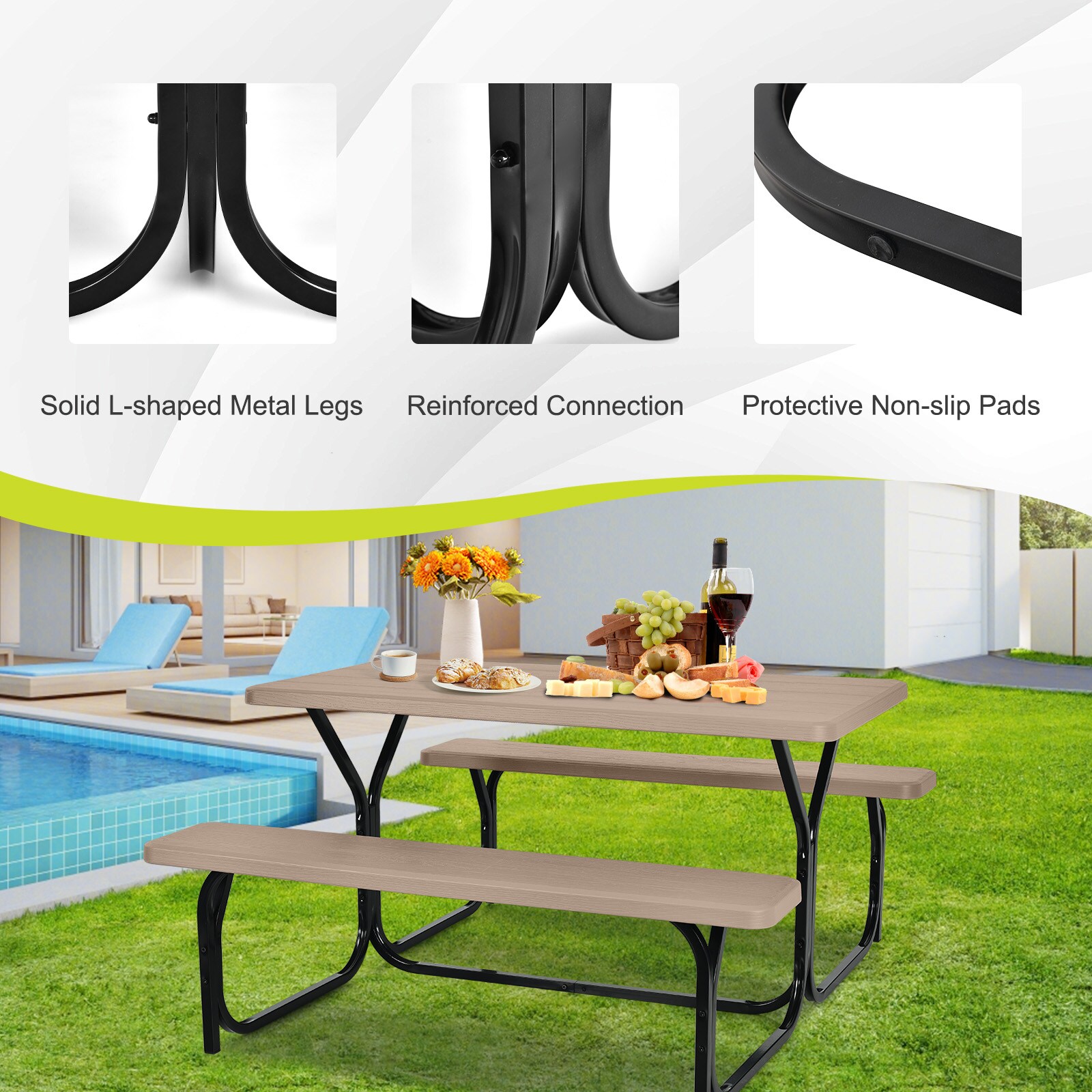 WELLFOR DOGN70808CF Picnic-Tables - View #6