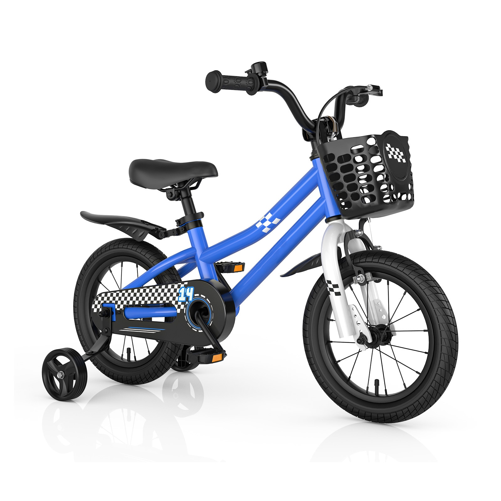 Slickblue 14 in Kids Bicycle Boys Girls Bike with Training Wheels and Basket for Outdoor Sidewalk Park Riding Multiple Color Options