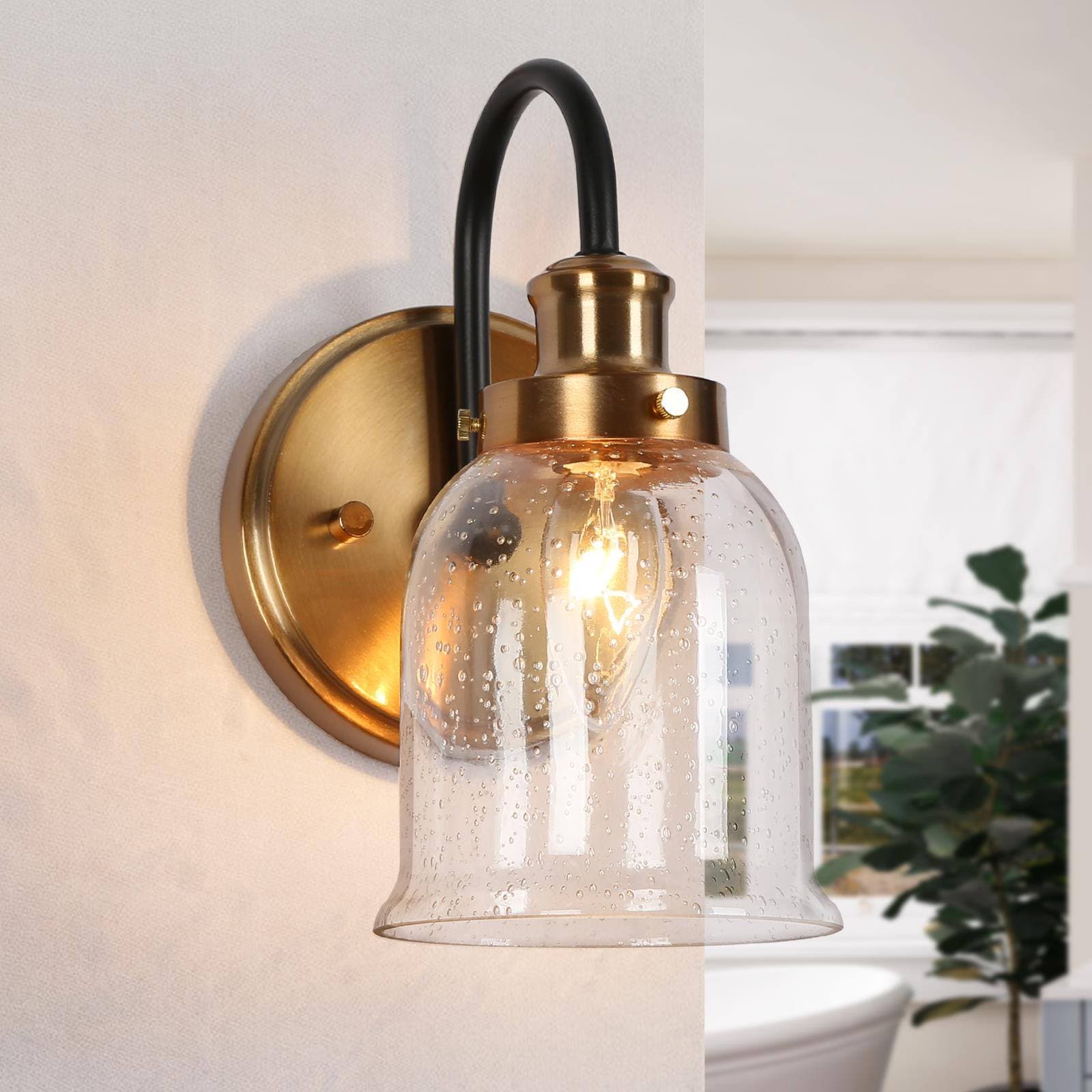 ZEVNI L37NJ26FW4389SQ7 Sylario Traditional 4.7-in W 1 -Light Polished Brass Wall Sconce