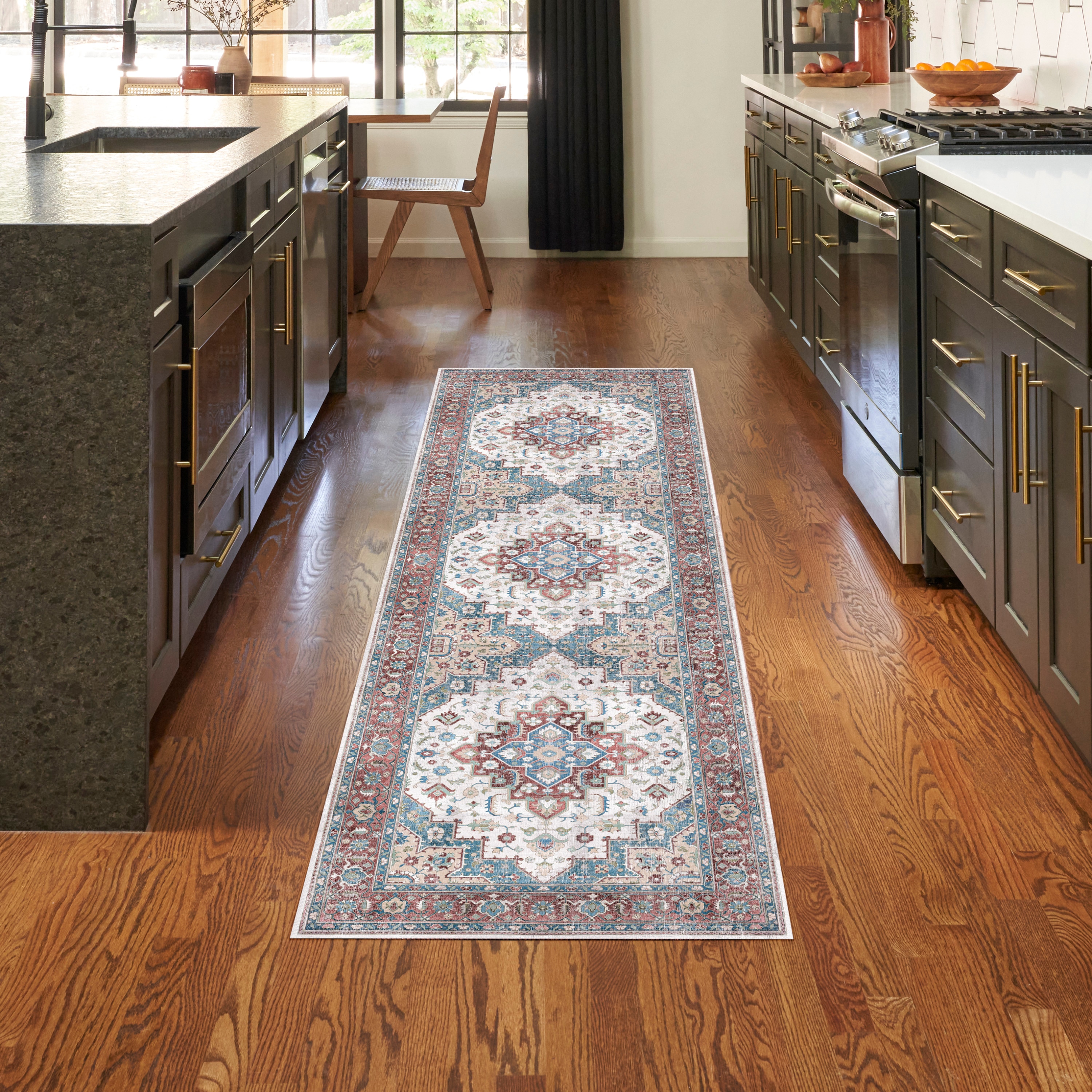 Nourison Home 099446931726 Vintage Home 2 x 8 (ft) Polyester Ivory Red Rectangular Indoor Medallion Persian Runner rug