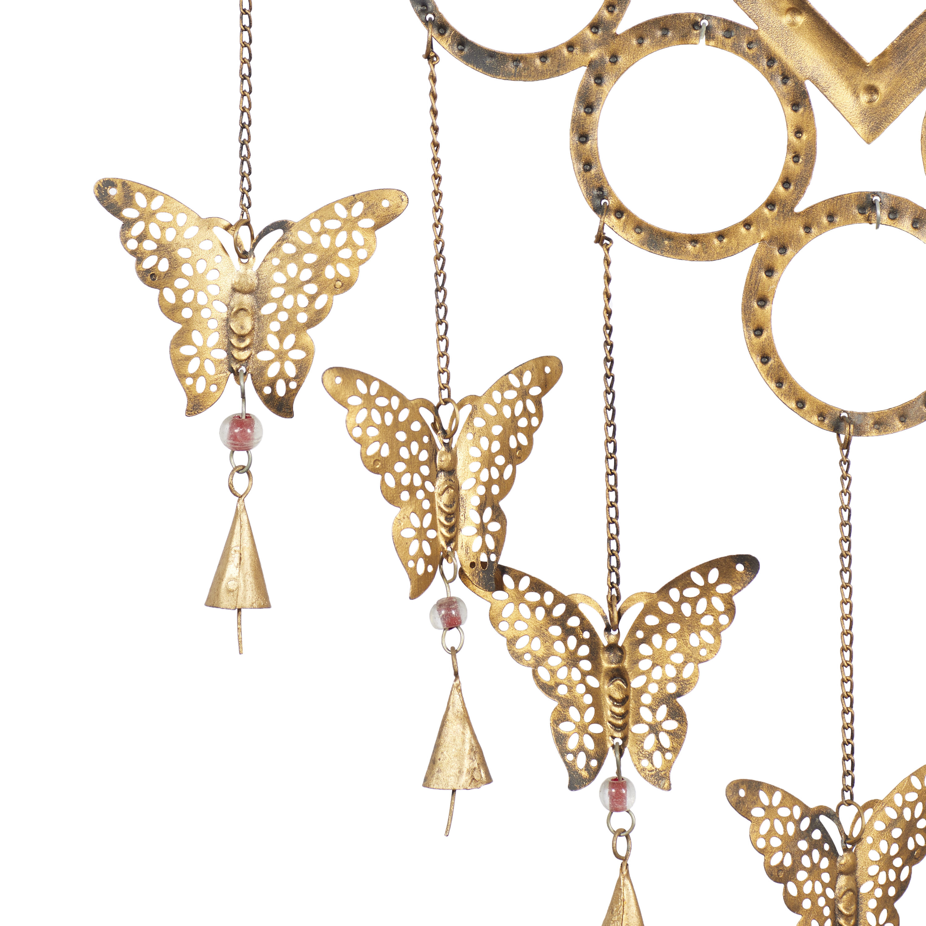 Brass Butterfly Wind Chime with Beads and Bells