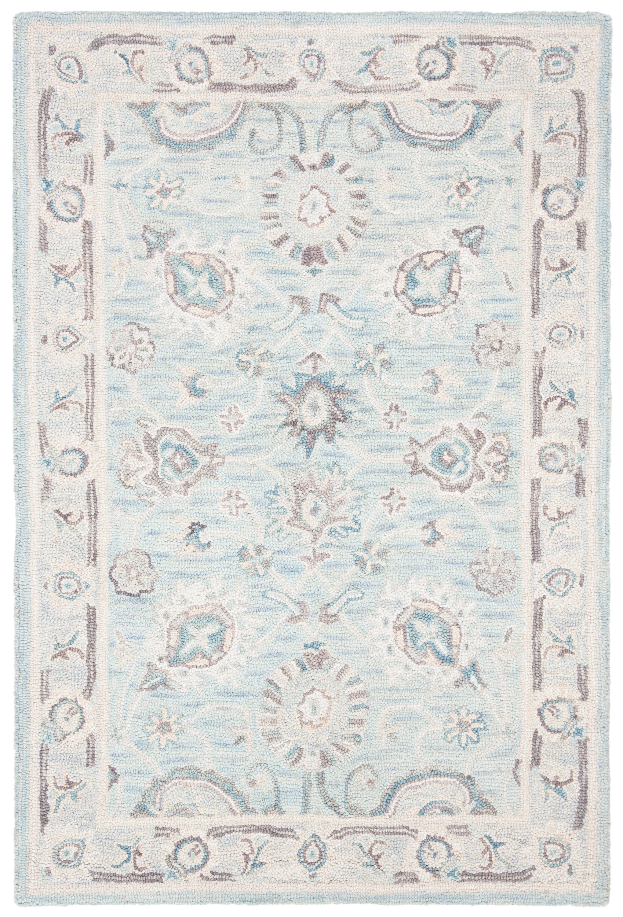 Safavieh BLM702F-4 Blossom Fletcher 4 x 6 (ft) Tufted Wool Gray/Multi Rectangular Indoor Floral/Botanical Bohemian/Eclectic Area rug