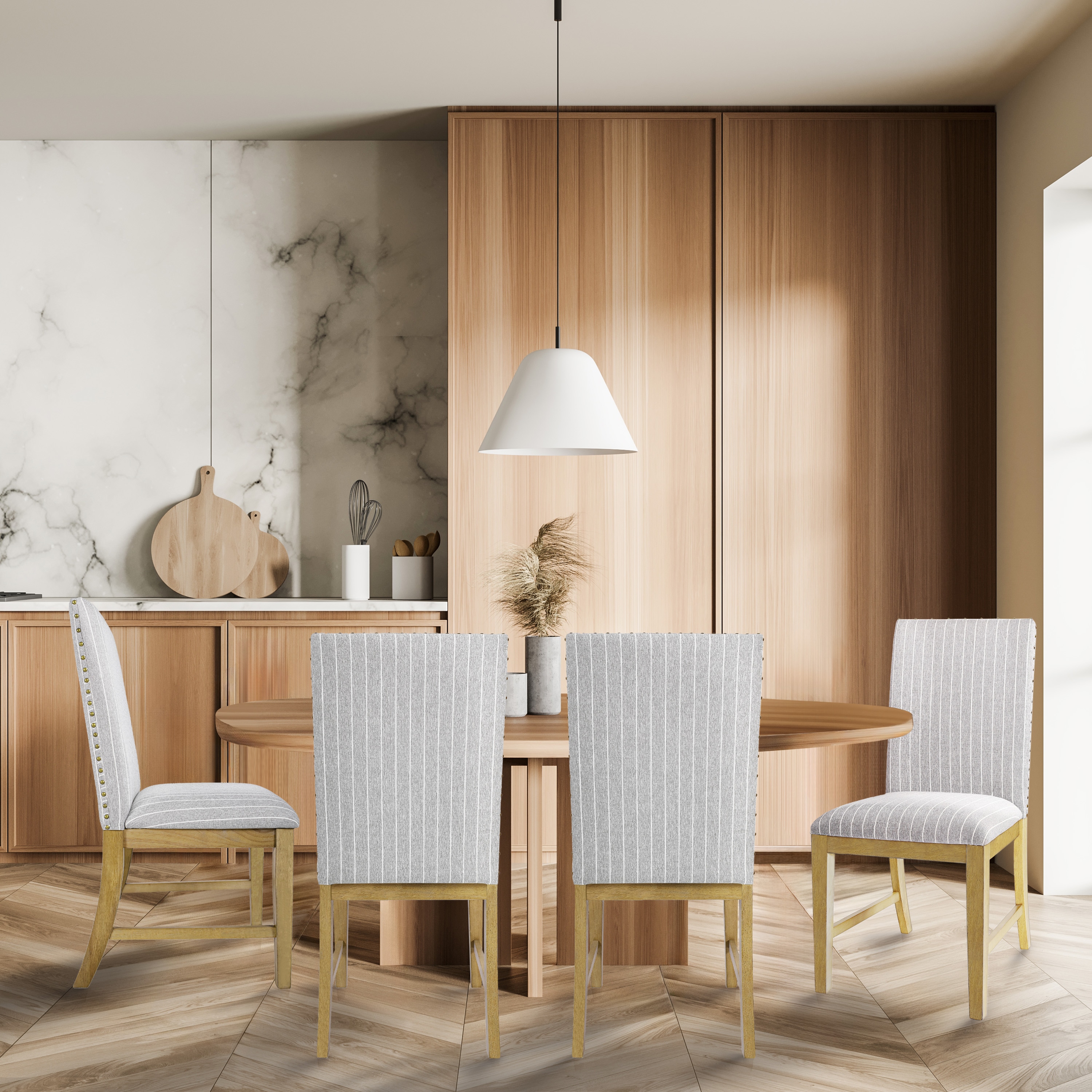 HomePop - Set of 2 Wood Apron Traditional Polyester Upholstered Dining side chair ( Wood Frame )