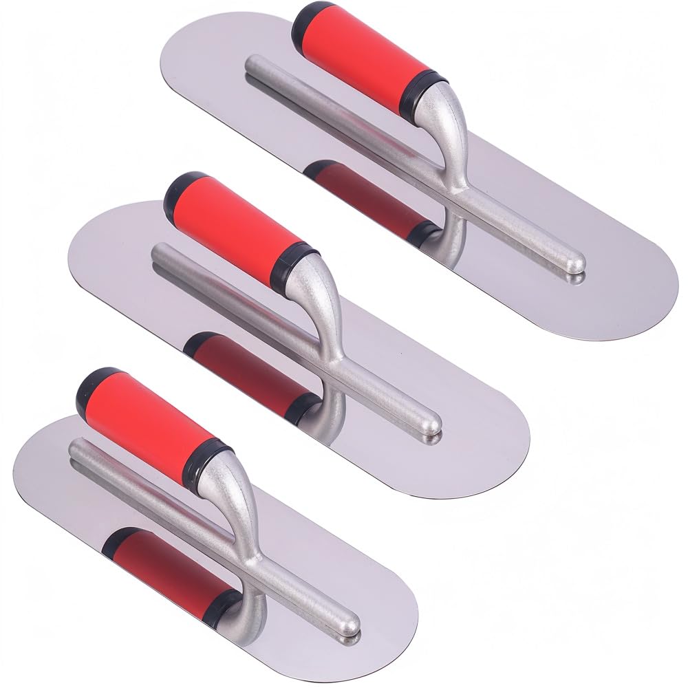 GAOLLY KHKFY 3 Piece Aluminum Pool Trowel Set 12x4 14x4 16x4 Stainless Steel Finishing Tool for Concrete Cement Drywall Plastering Masonry Leveling