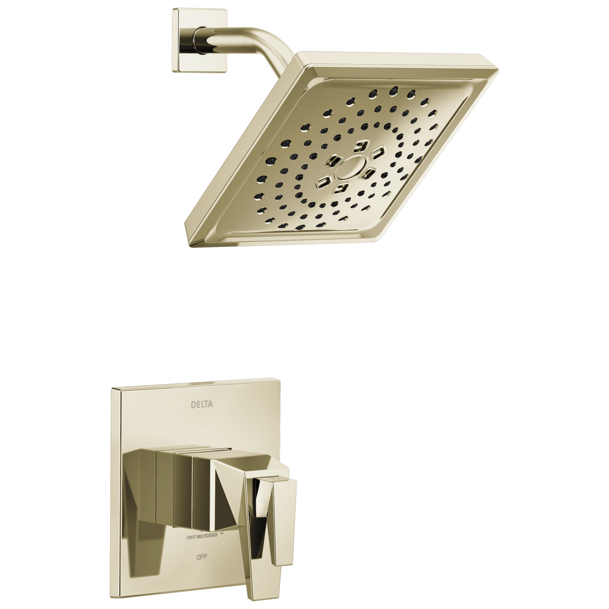 Delta T17T243-PN-PR Trillian Lumicoat Polished Nickel 2-handle Multi-function Square Bathtub and Shower Faucet Valve Included