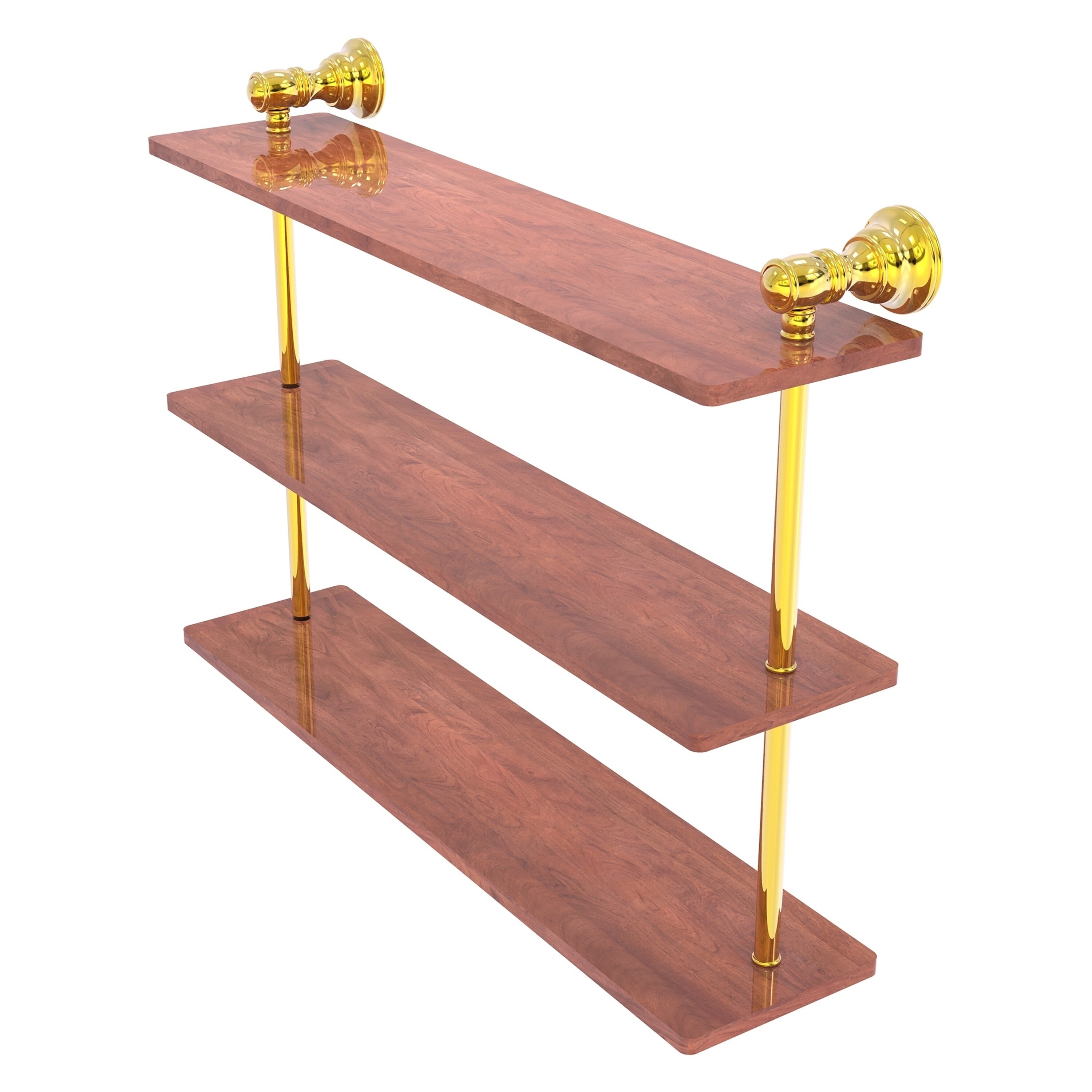 Allied Brass CL-5-22-IRW-PB Carolina Polished Brass 3 -Tier Wall mount Corner Bathroom Shelf ( 22-in x 16-in x 5-in )