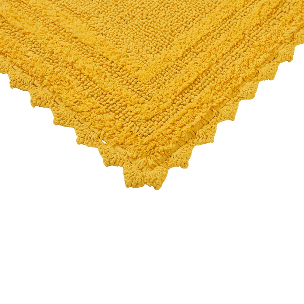 Yellow Cotton Tufted Reversible Bath Rug Set, 24" x 40"