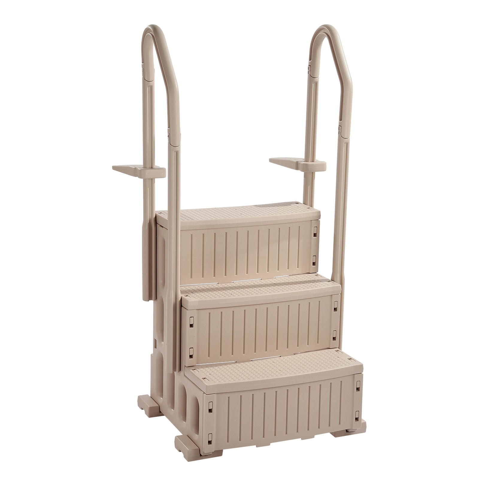 GIVIMO Swimming Pool Ladder 3-Step Double Handrails Non-Slip Heavy Duty Steps 400-lb Load Capacity For 36-48-in Inground And Above-Ground Pools Taupe Pool Ladder
