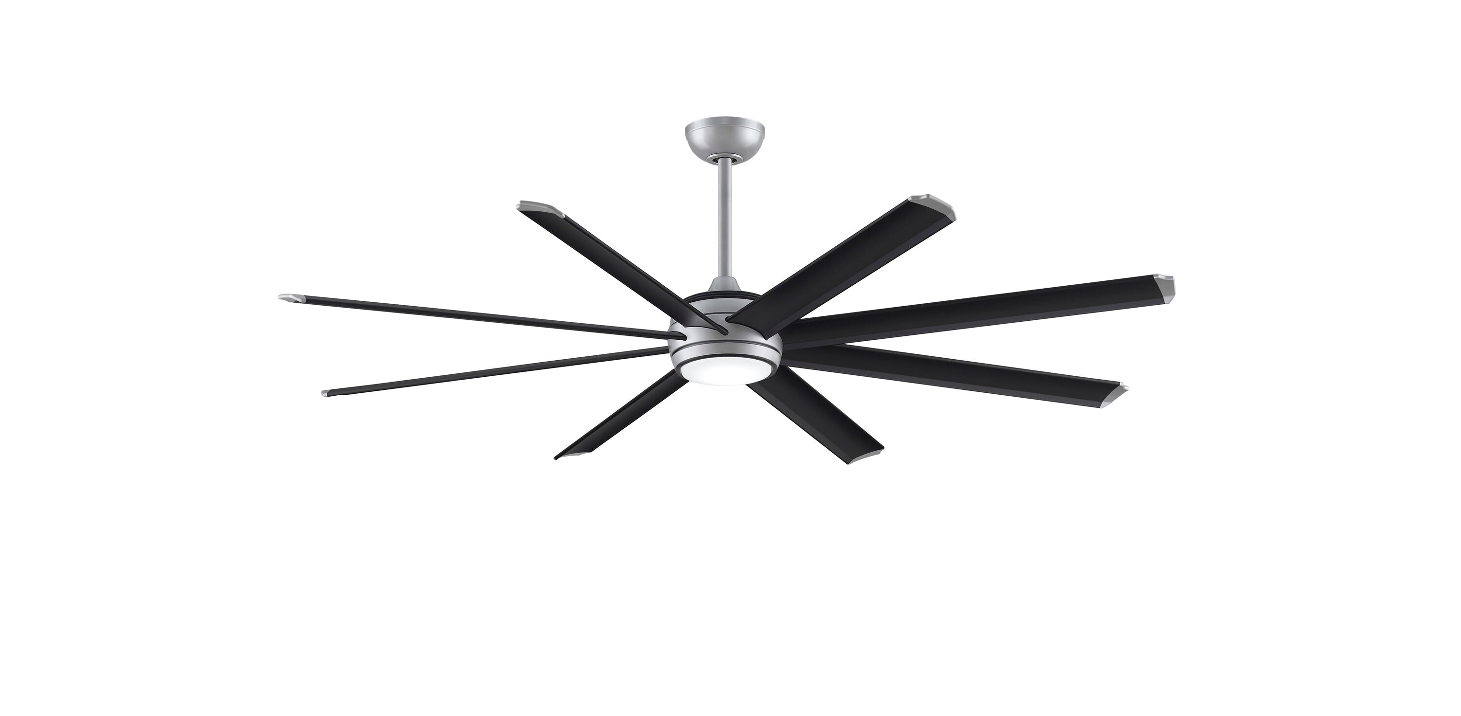 Fanimation FPD7997SLW-72BLW Stellar Custom 72-in Color-Changing Integrated LED Outdoor Smart Silver with Black with Silver Tip Blades Ceiling Fan With Light - Remote Included ( 8 -Blade )