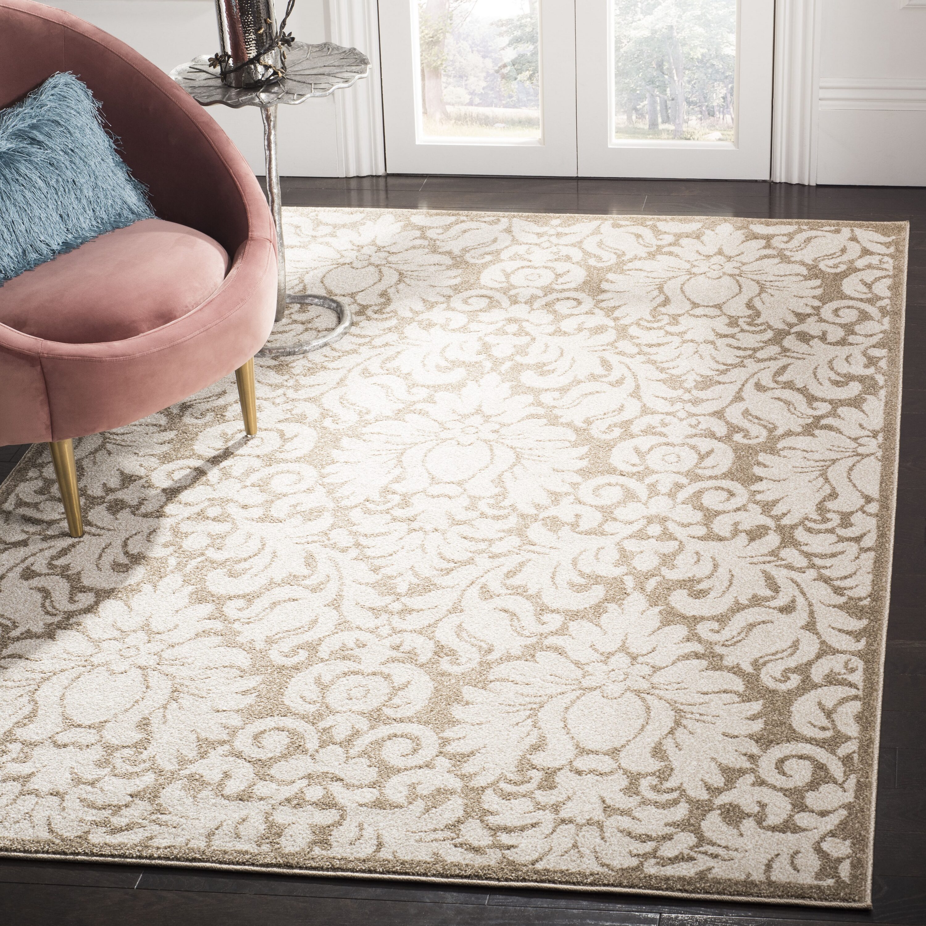 Safavieh AMT427S-5 Amherst Mirabel 5 x 8 (ft) Loomed Synthetic Wheat/Beige Rectangular Indoor/Outdoor Damask Area rug