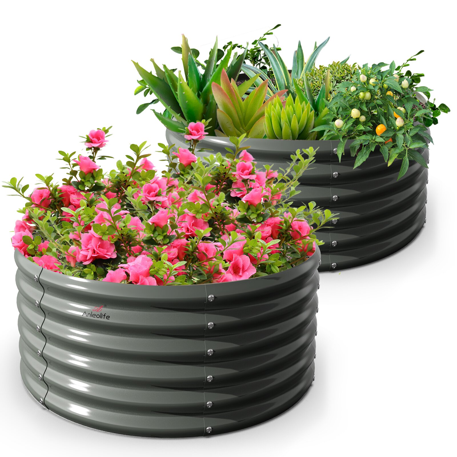 Damerin RBSZYYX-05 48-in W x 48-in L x 18-in H Quartz Grey Metal Raised Garden Bed