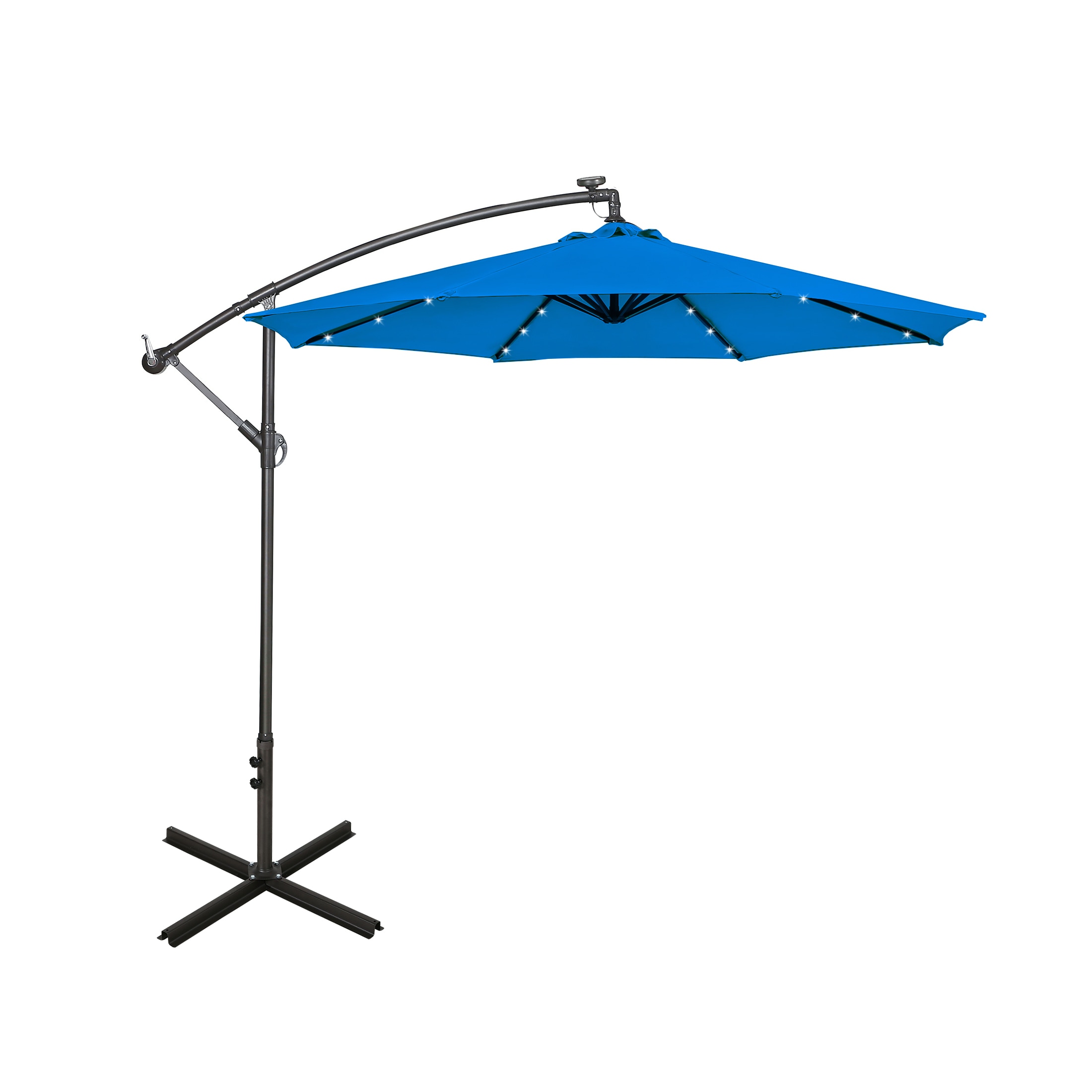 Westin Furniture OS3002-RB 10-ft Steel Blue No-tilt Cantilever Patio Umbrella with Lights