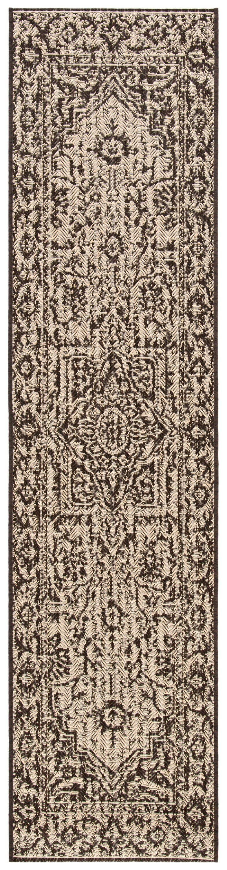 Safavieh BHS139U-210 Beach House Tressie 2 x 10 (ft) Loomed Polypropylene Creme/Brown Rectangular Indoor/Outdoor Floral/Botanical Bohemian/Eclectic Runner rug